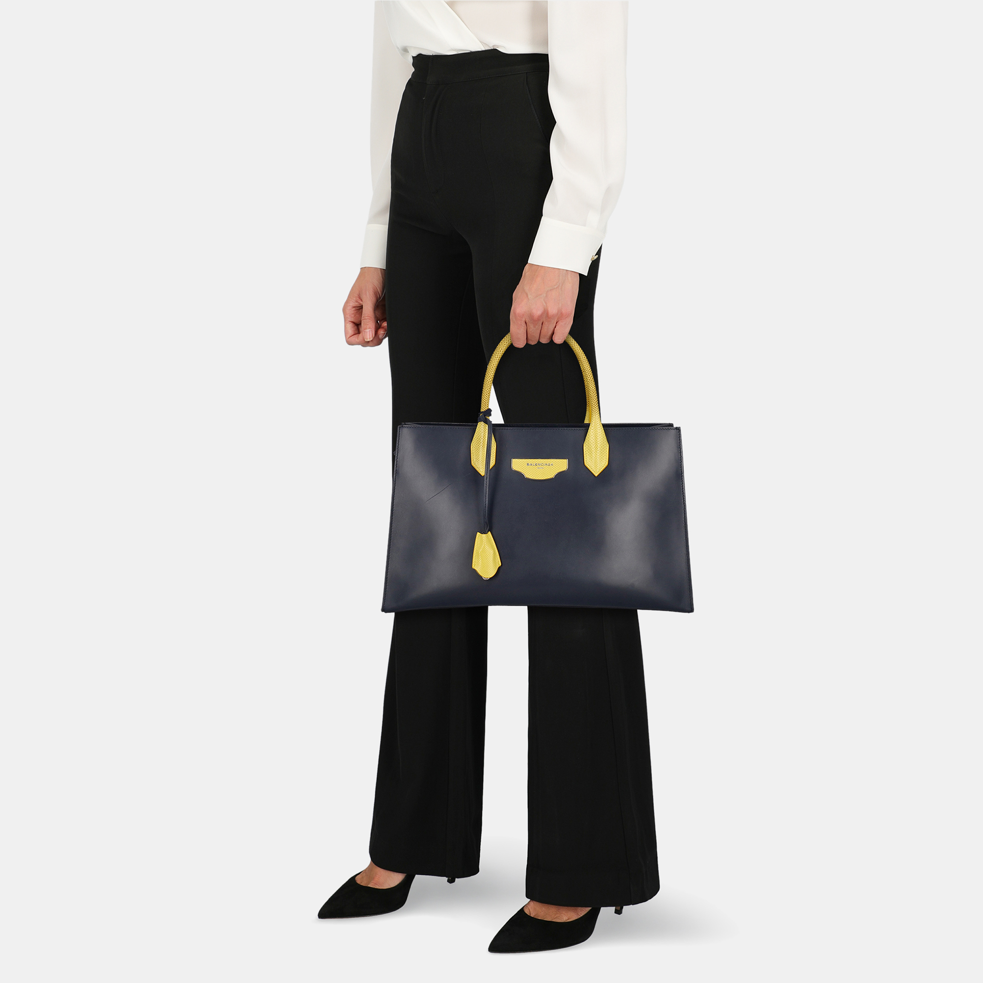 

Balenciaga Women's Leather Tote Bag - Navy, Navy blue