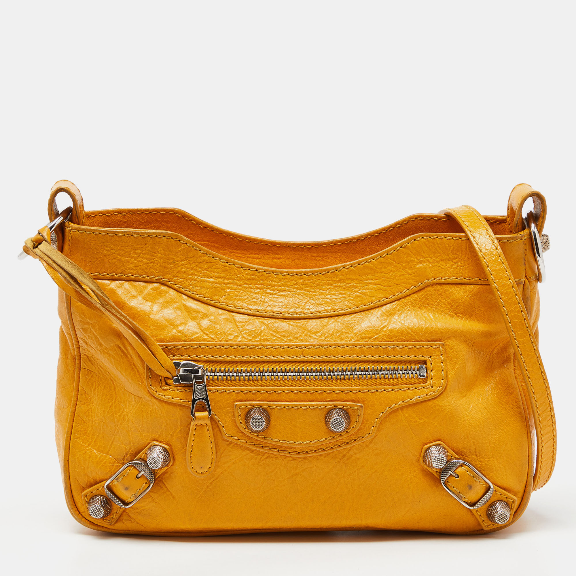 Pre-owned Balenciaga Cumin Leather Classic Hip Crossbody Bag In Yellow