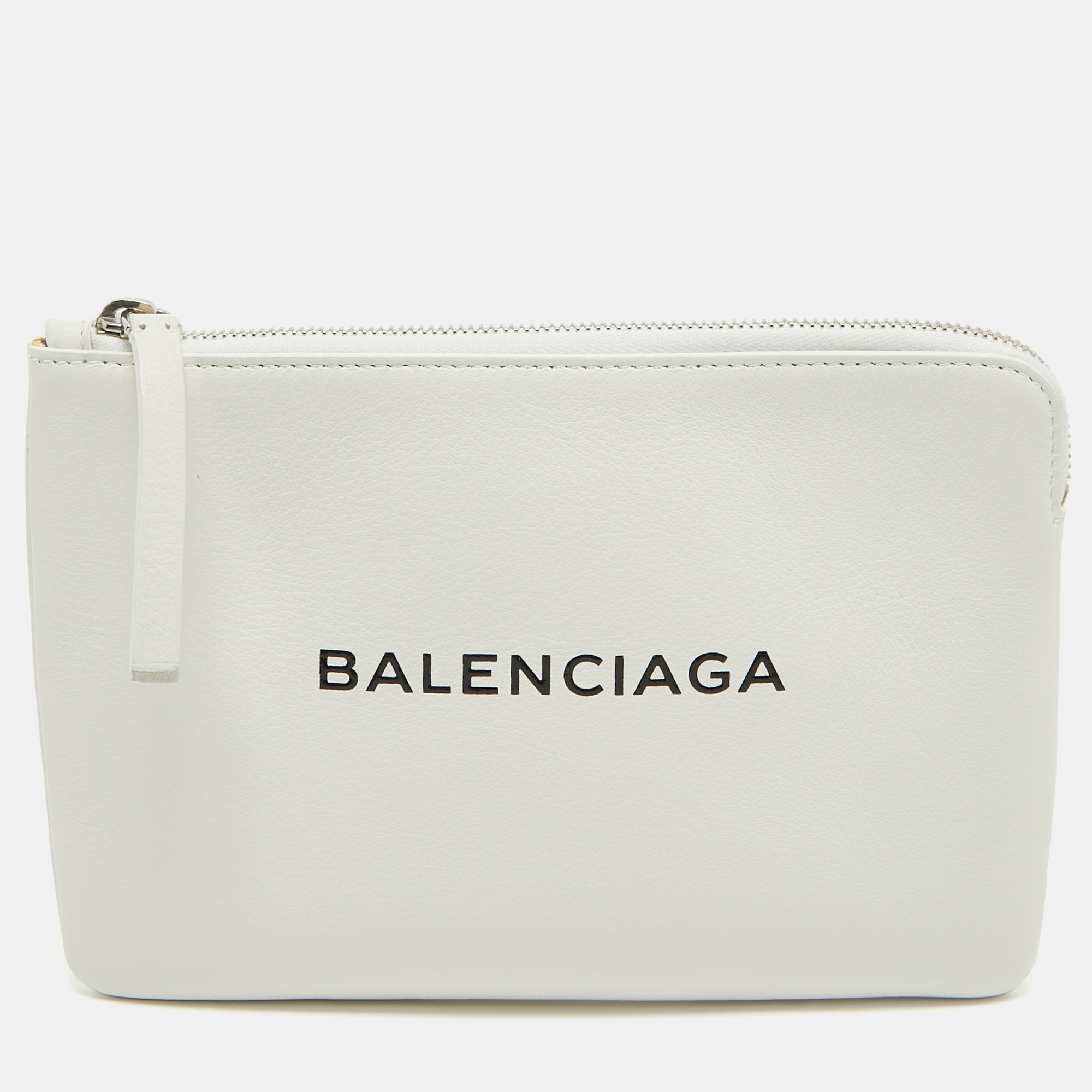 Pre-owned Balenciaga White Leather Zip Pouch