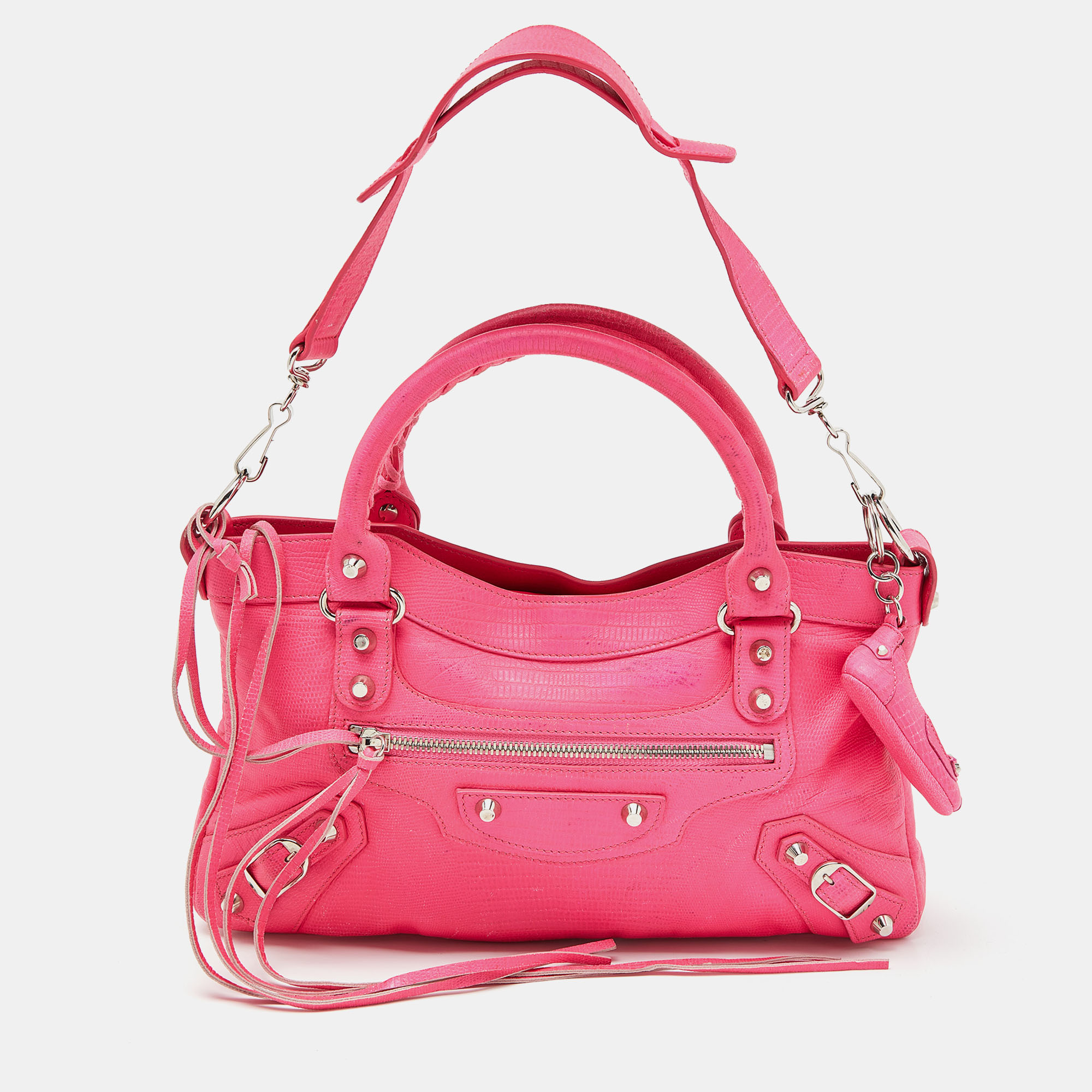 

Balenciaga Neon Pink Leather Classic First Tote