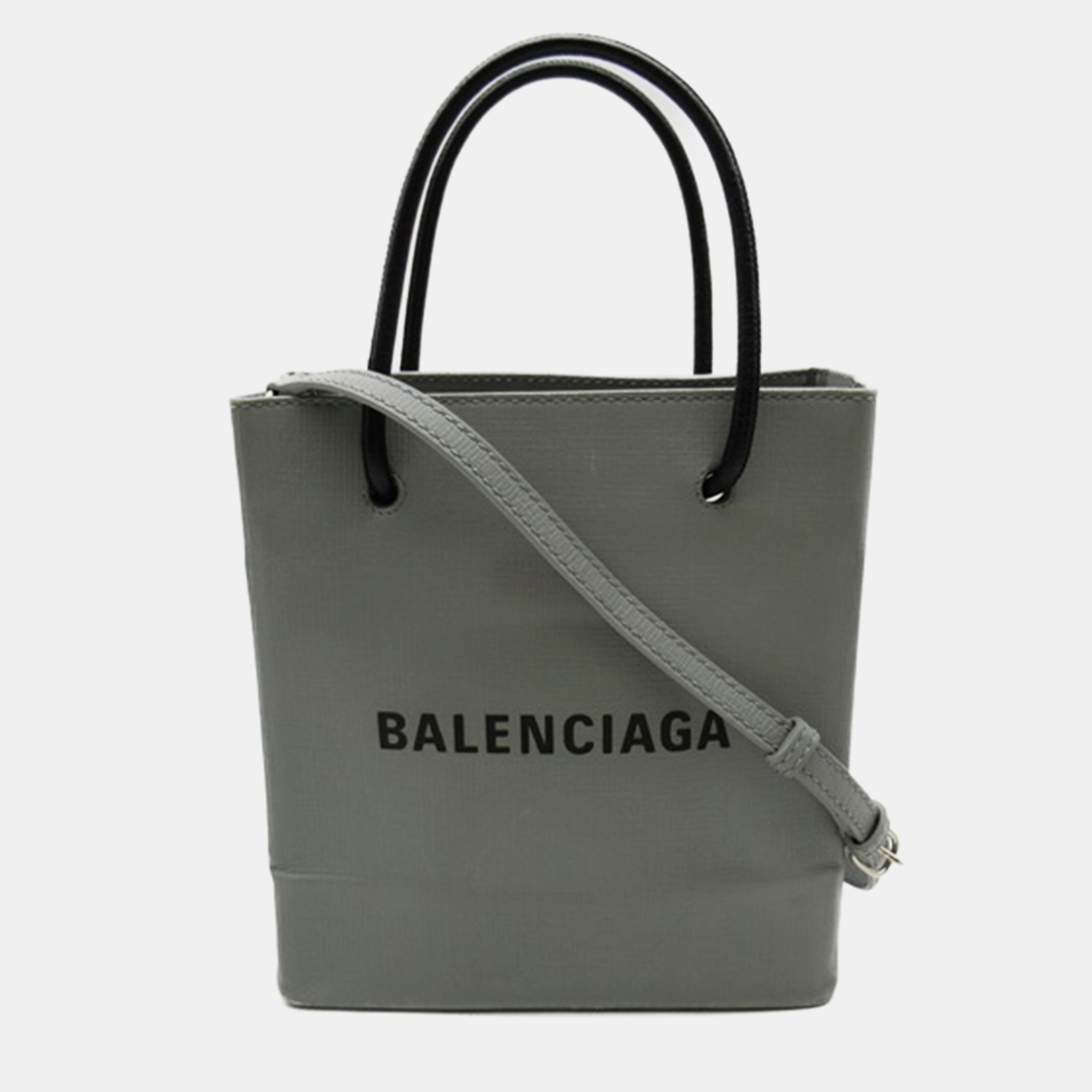 

Balenciaga Grey Leather  Logo Shopping Tote