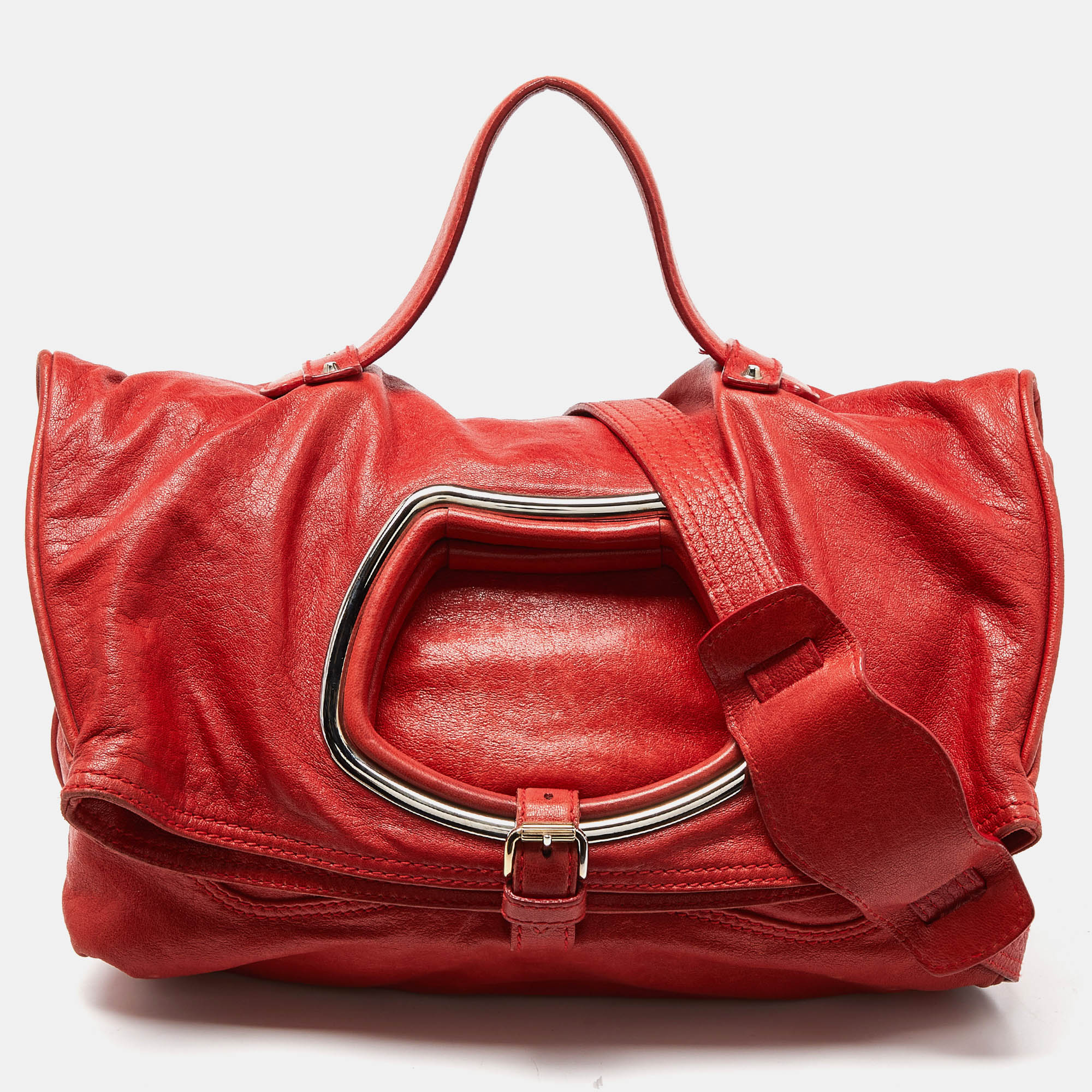 

Balenciaga Red Leather Convertible Bracelet Bag
