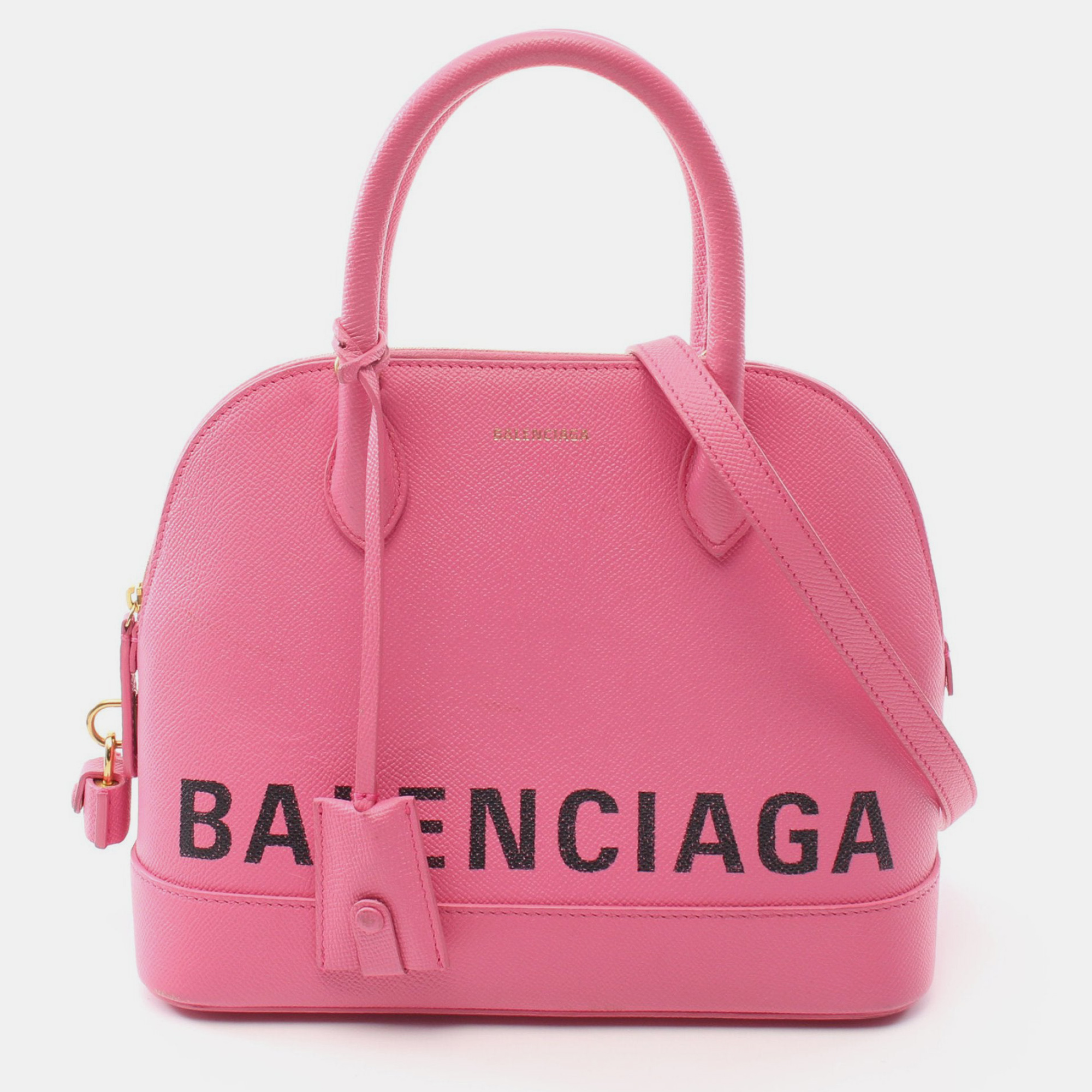 Pre-owned Balenciaga Ville Top Handle Bag S Handbag Leather Pink Black 2way