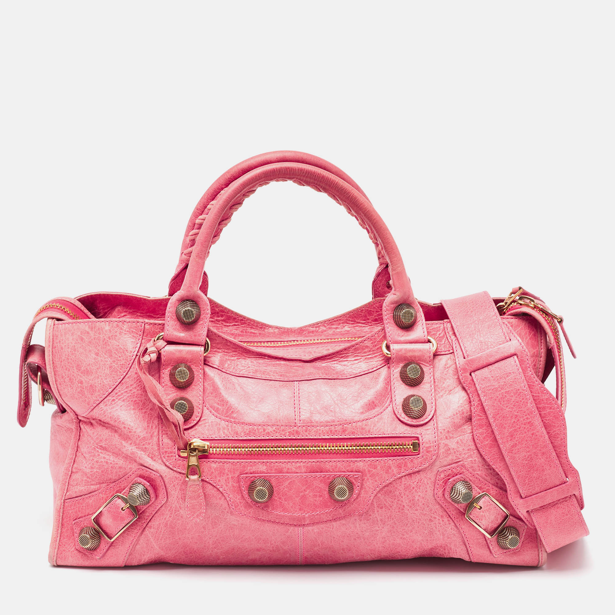 Pre-owned Balenciaga Pink Leather Ggh Part Time Tote