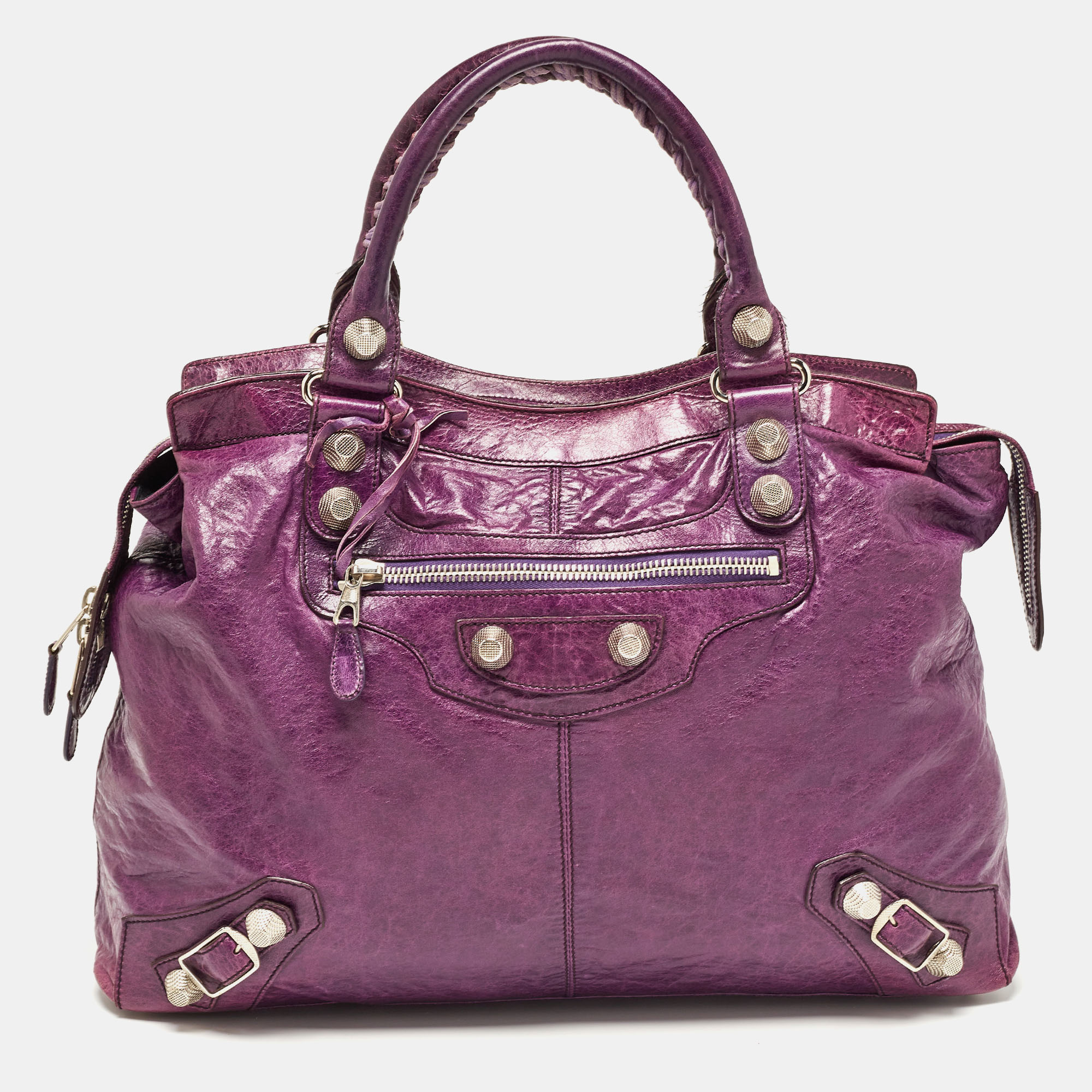 Pre-owned Balenciaga Ultraviolet Leather Gsh Rtt Bag In Purple
