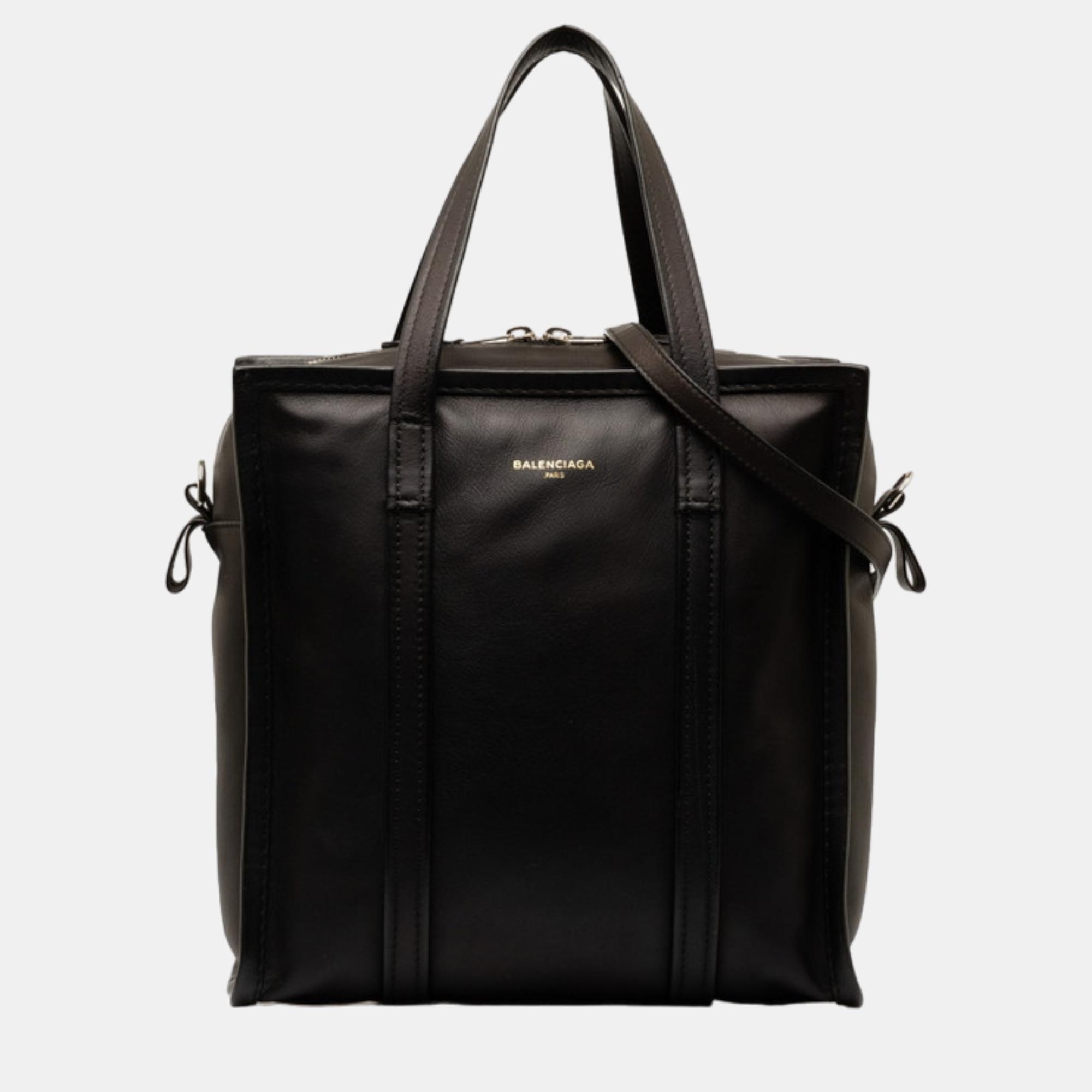 

Balenciaga Black Leather Agneau Bazar  Shopper Tote Bag