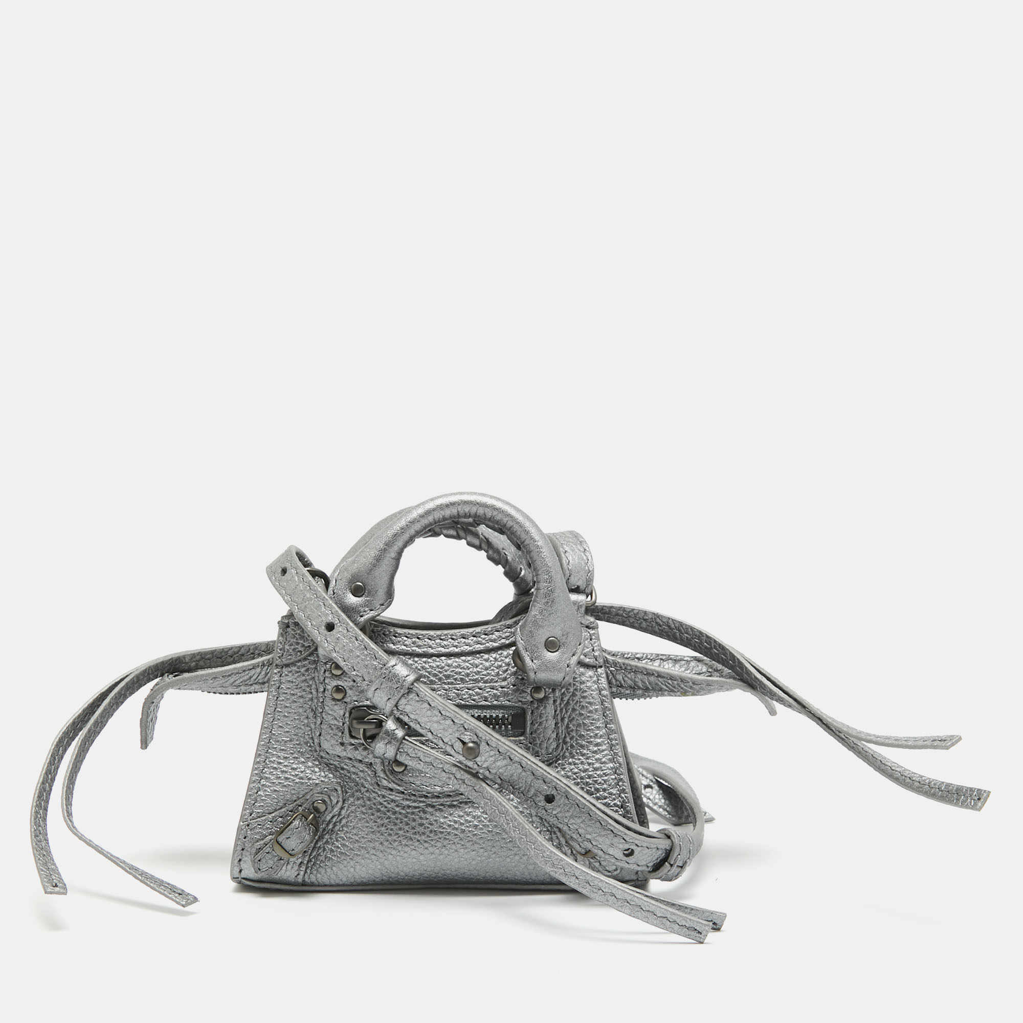 

Balenciaga Grey Leather Super Nano Classic City Crossbody Bag, Silver