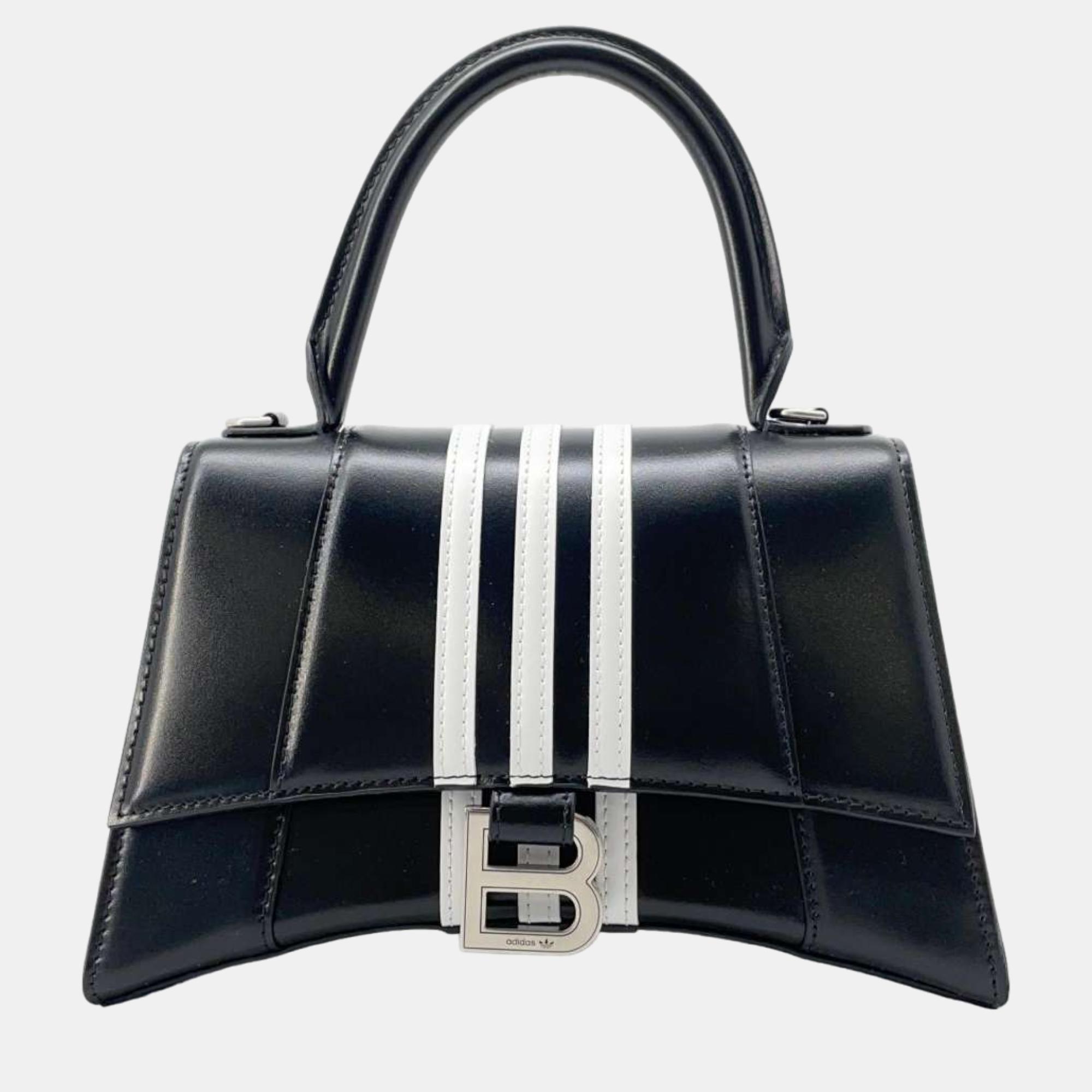 

Balenciaga x Adidas Black/White Leather Hourglass Small Top Handle Bag