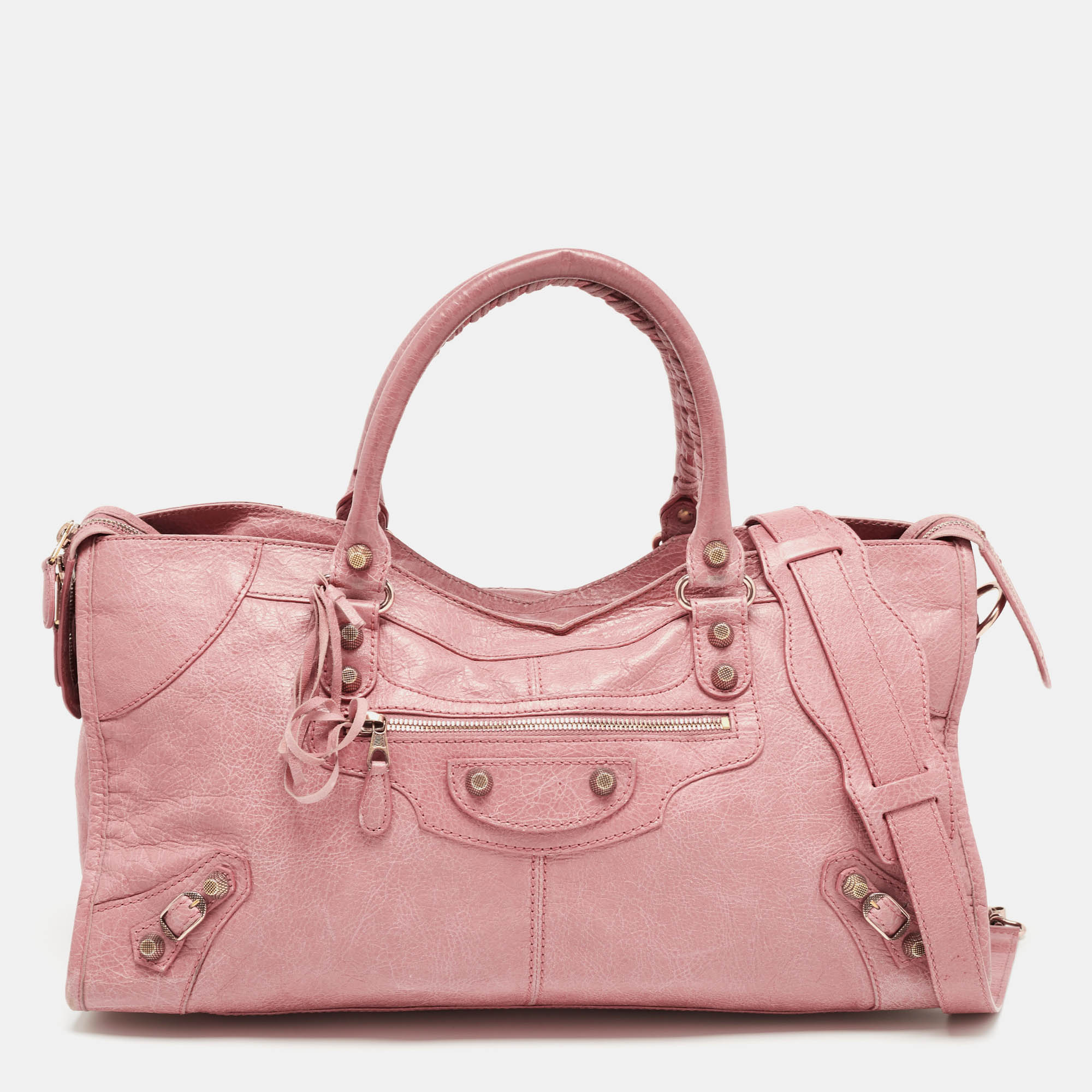 Pre-owned Balenciaga Pink Leather Rh Part Time Tote
