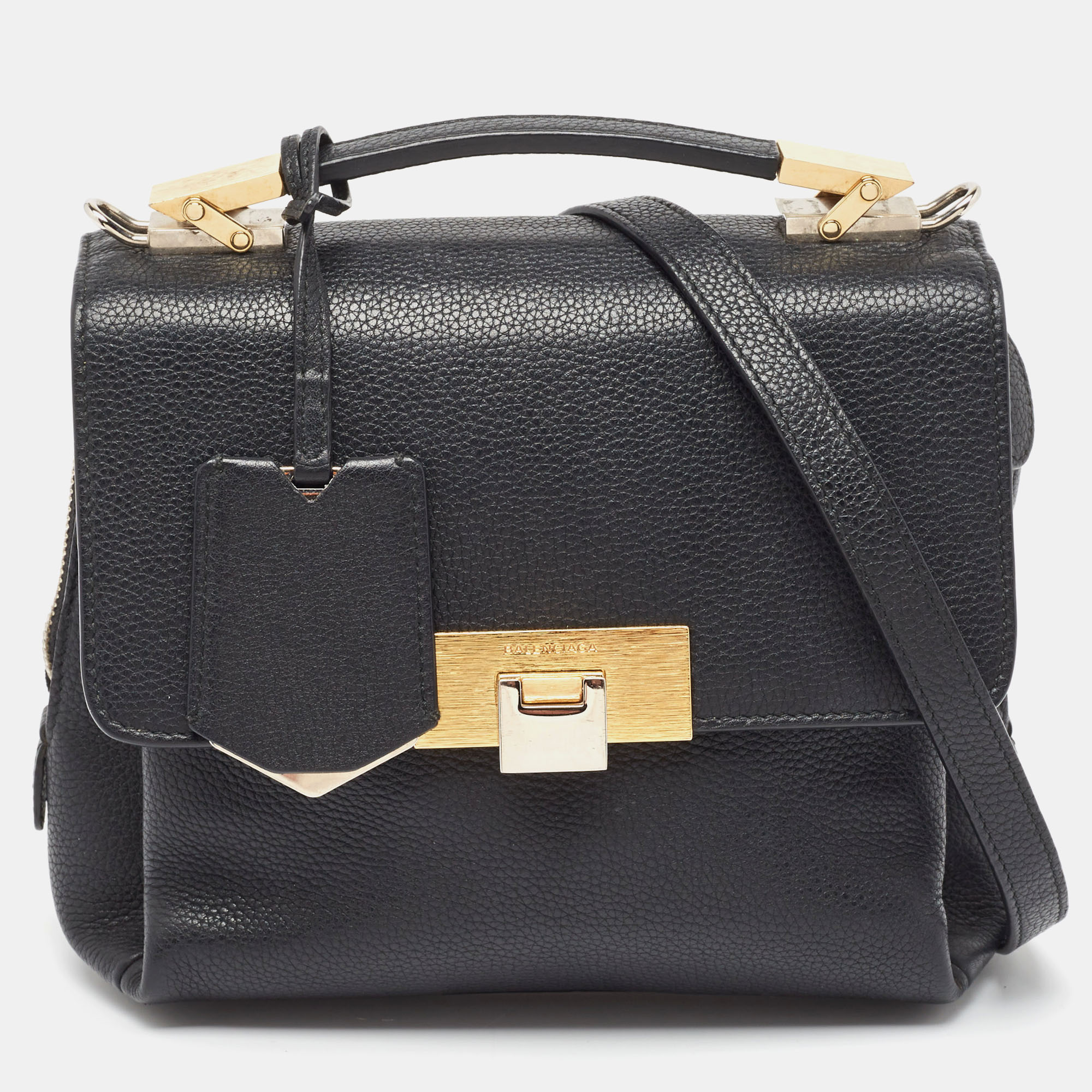 Pre-owned Balenciaga Black Leather Le Dix Cartable Top Handle Bag