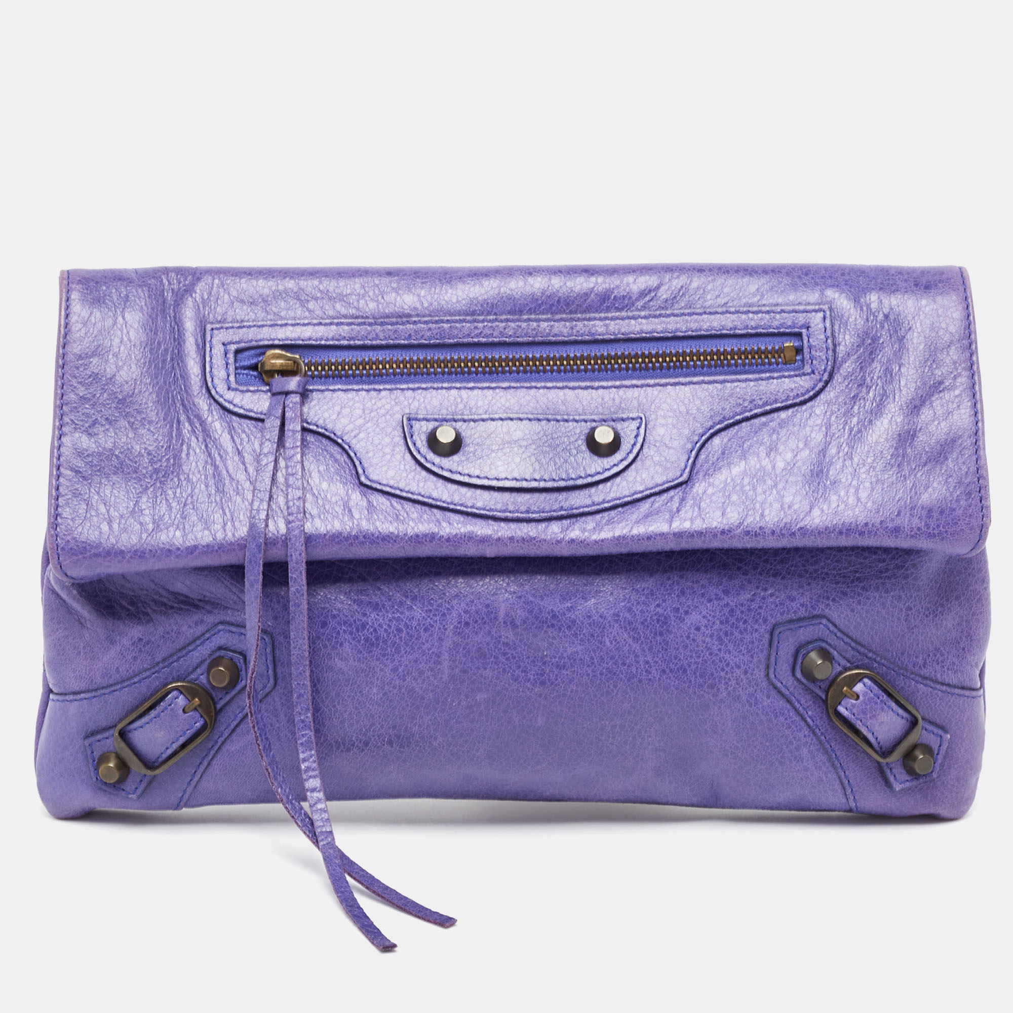 

Balenciaga Purple Leather RH Envelope Clutch