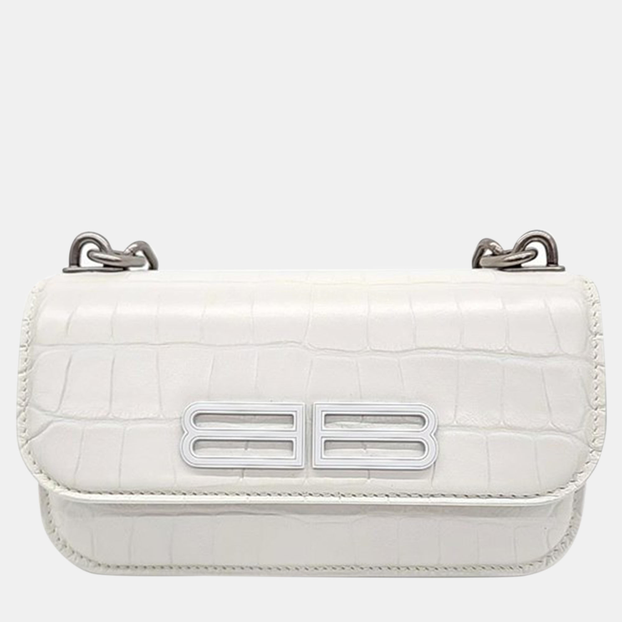 

Balenciaga White Patterned Leather  Gossip Shoulder Bag
