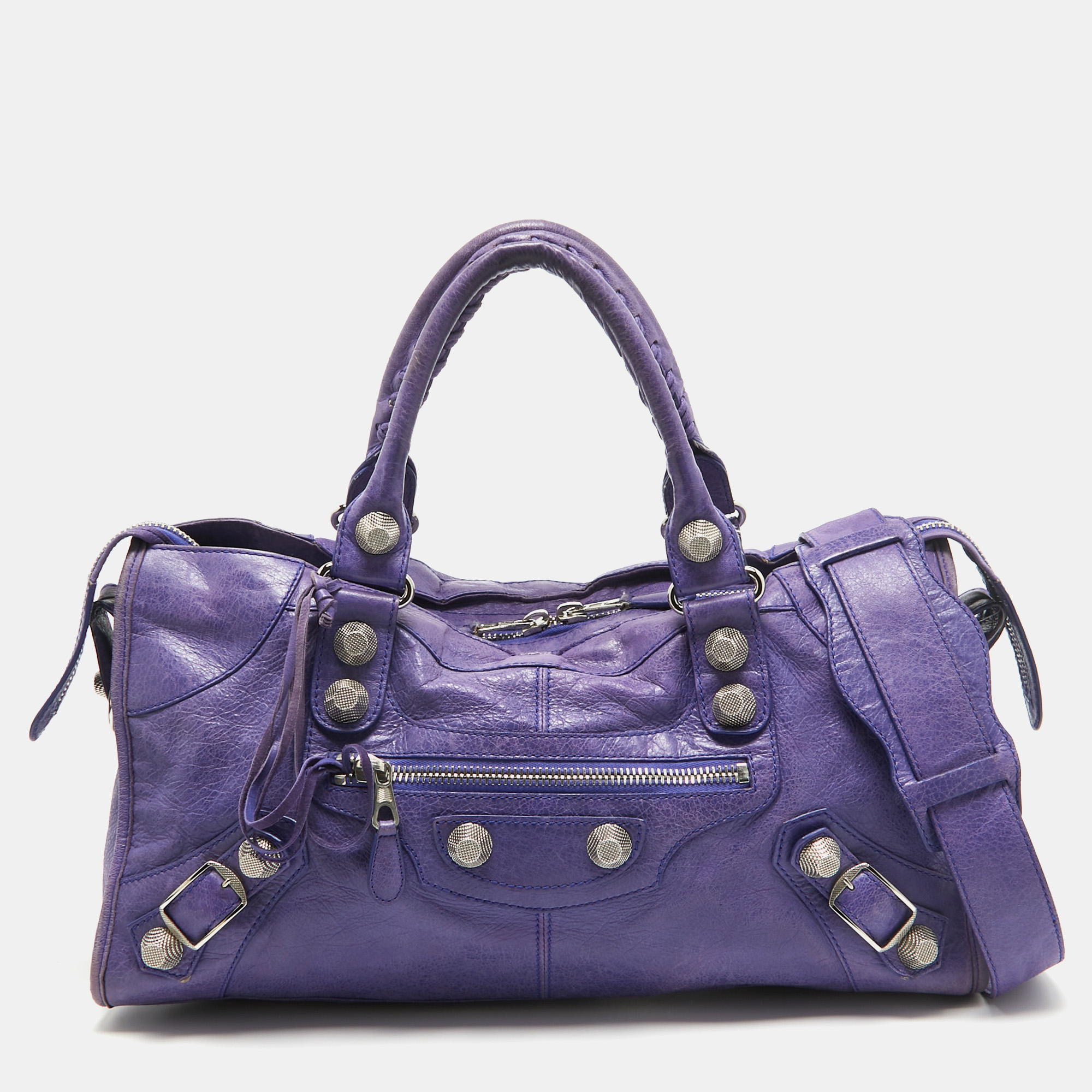 Pre-owned Balenciaga Purple Leather Gsh Part Time Tote