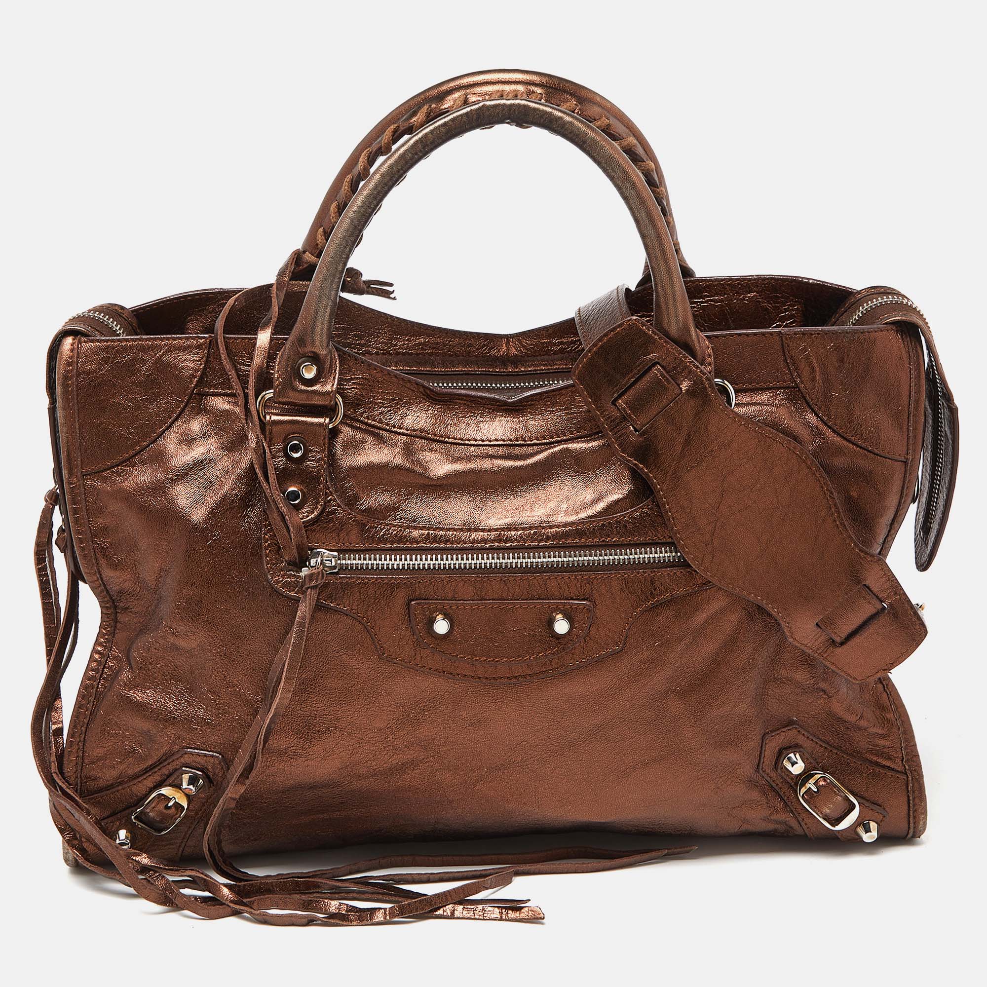 

Balenciaga Bronze Leather RH Classic City Bag, Brown