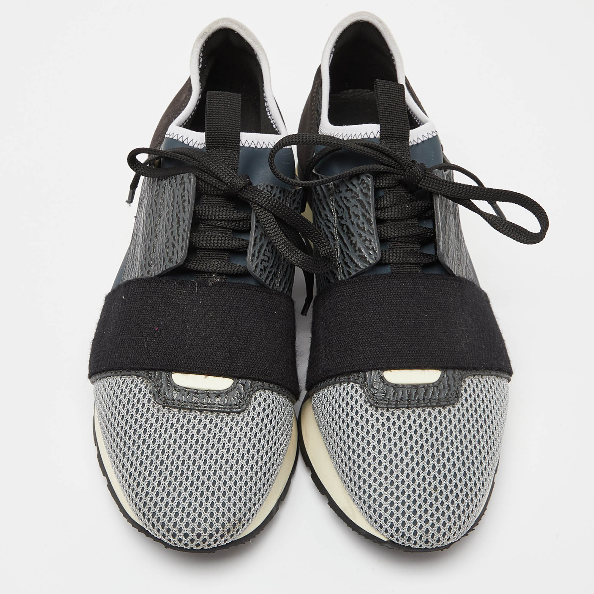 Balenciaga Tri Color Leather, Mesh and Suede Race Runner Sneakers Size 39 
