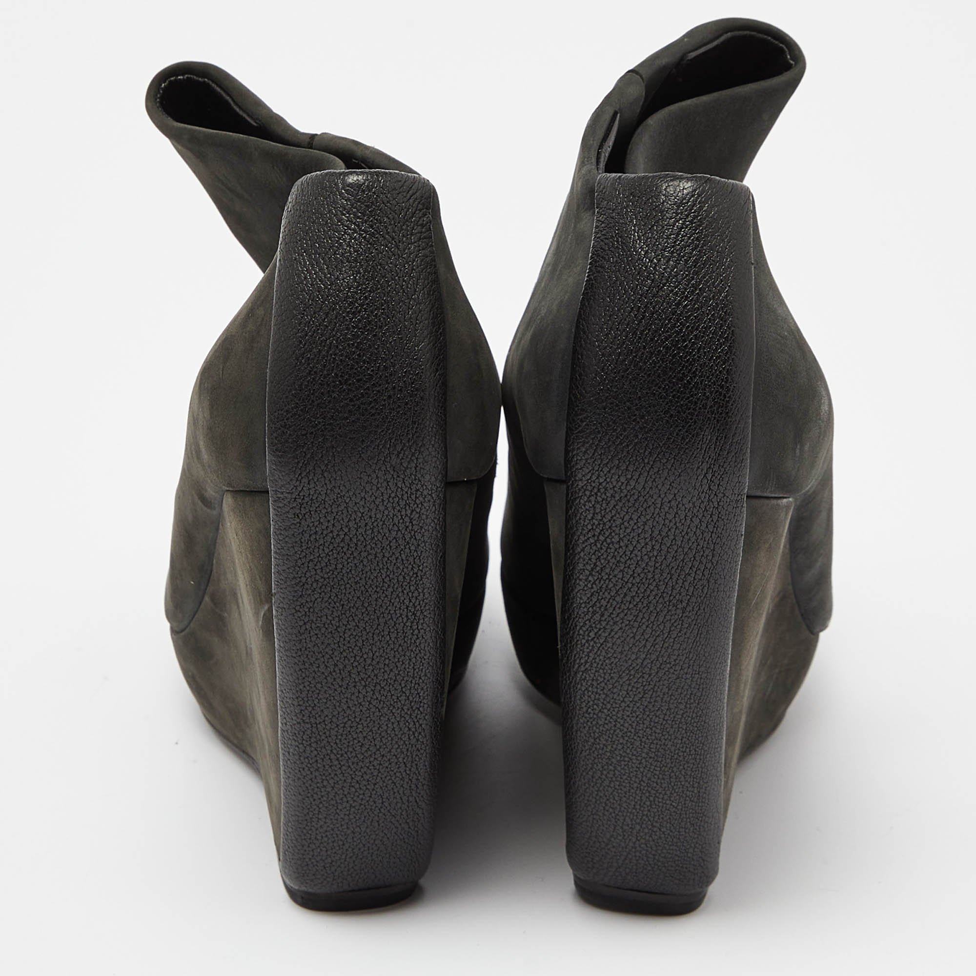 Balenciaga Grey Nubuck Leather Wedge Platform Ankle Booties Size 39 