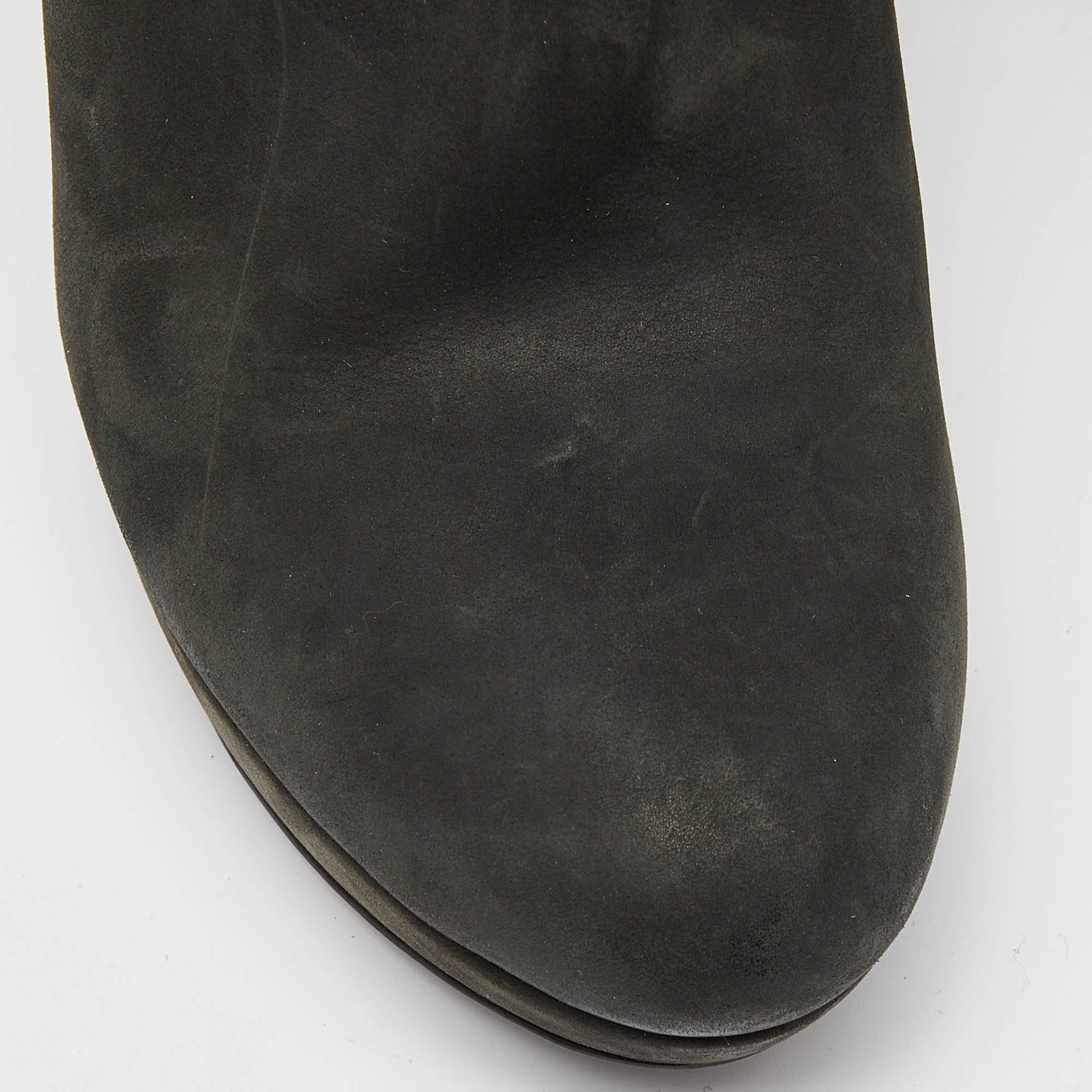 Balenciaga Grey Nubuck Leather Wedge Platform Ankle Booties Size 39 