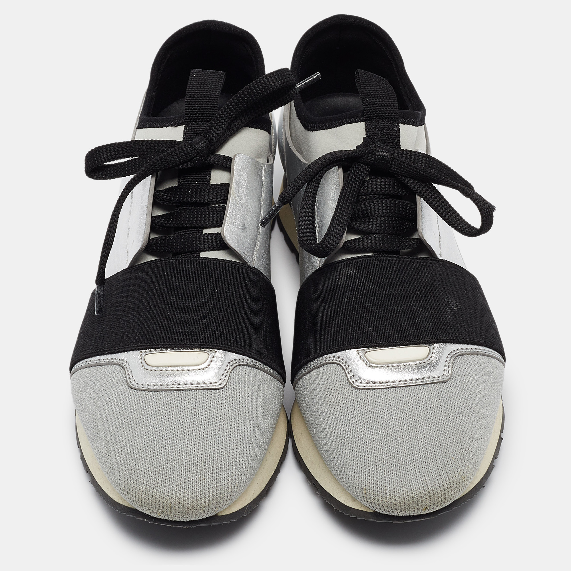 Balenciaga Tricolor Leather and Neoprene Race Runner Sneakers Size 38 