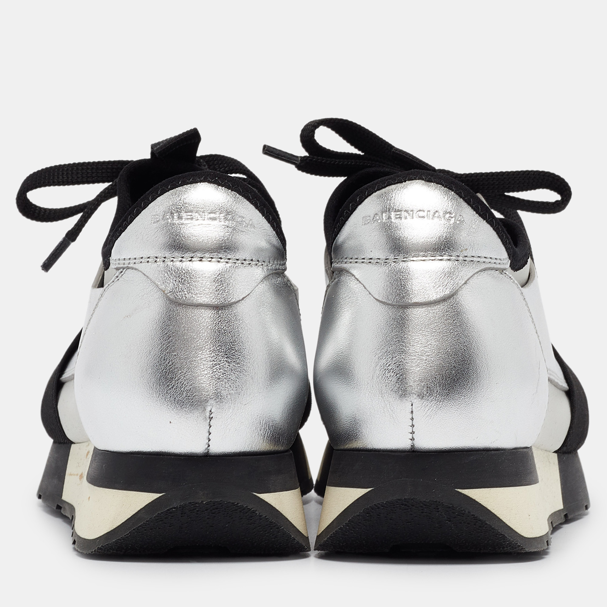 Balenciaga Tricolor Leather and Neoprene Race Runner Sneakers Size 38 