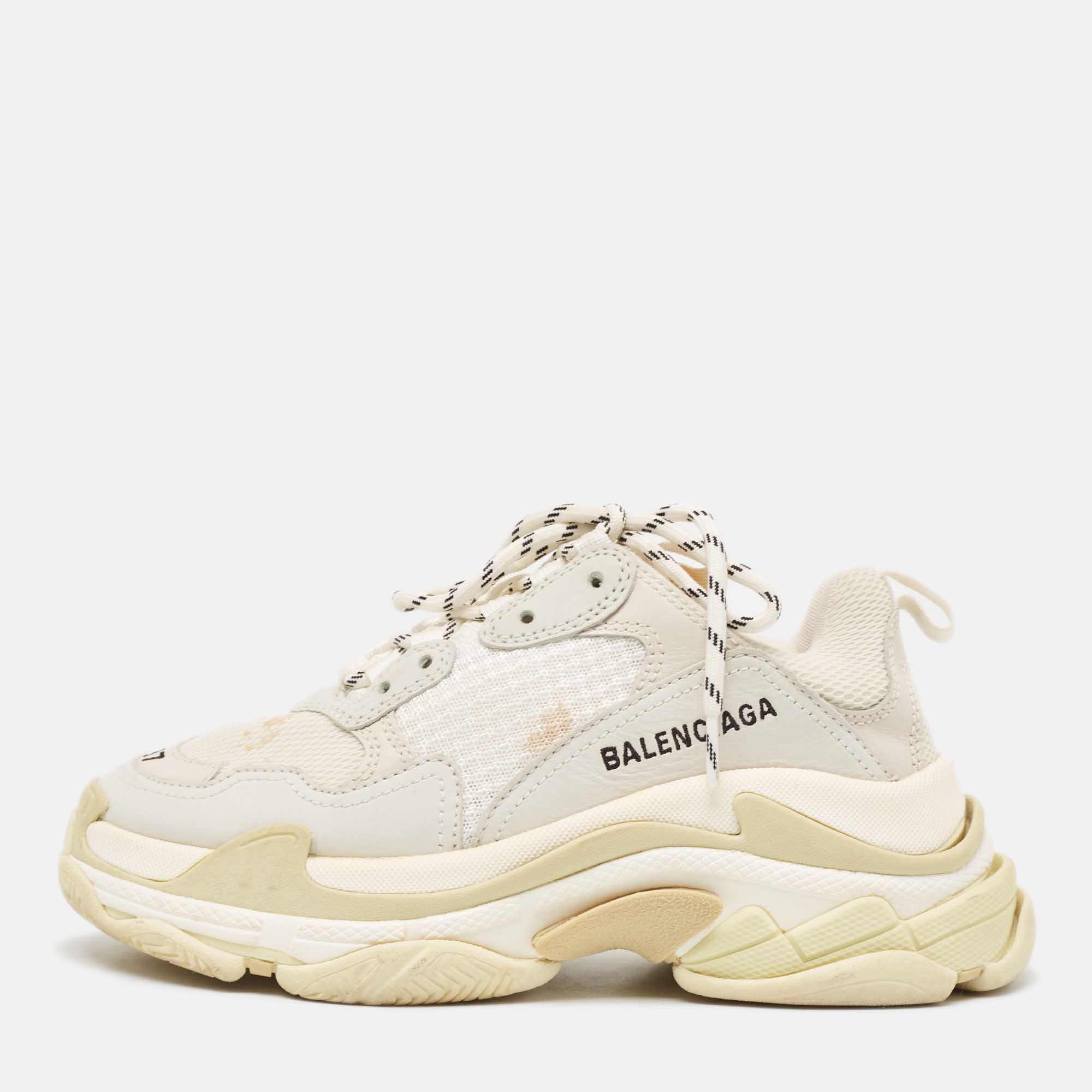 

Balenciaga Grey Nubuck and Mesh Triple S Sneakers Size