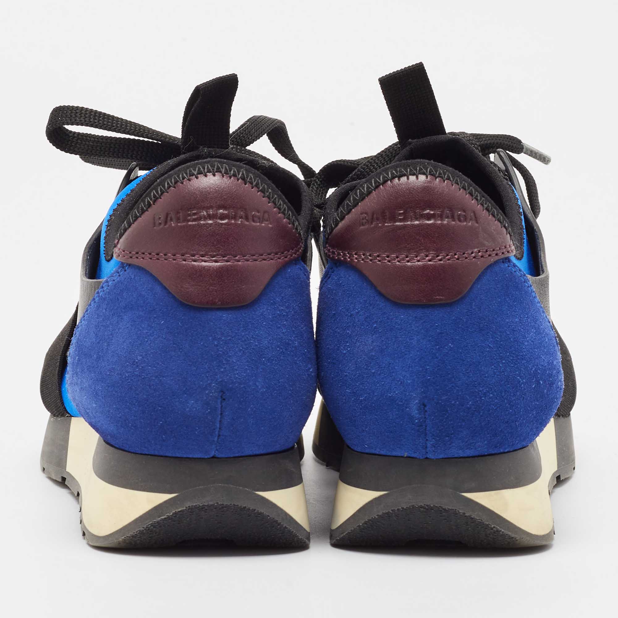 Balenciaga Multicolor Suede and Leather Race Runner Sneakers Size 38 