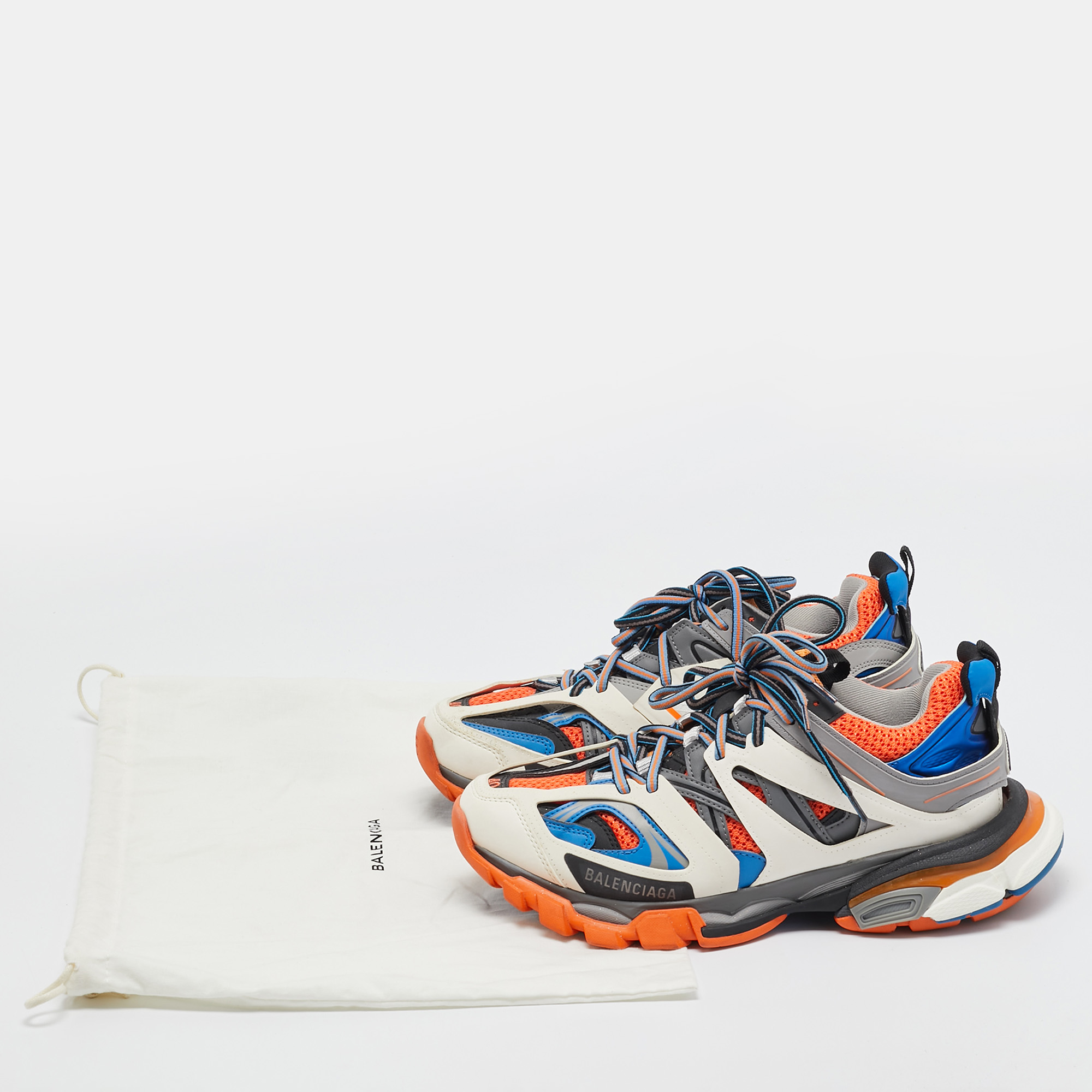 Balenciaga Multicolor Faux Leather and Mesh Track Sneakers Size 40 