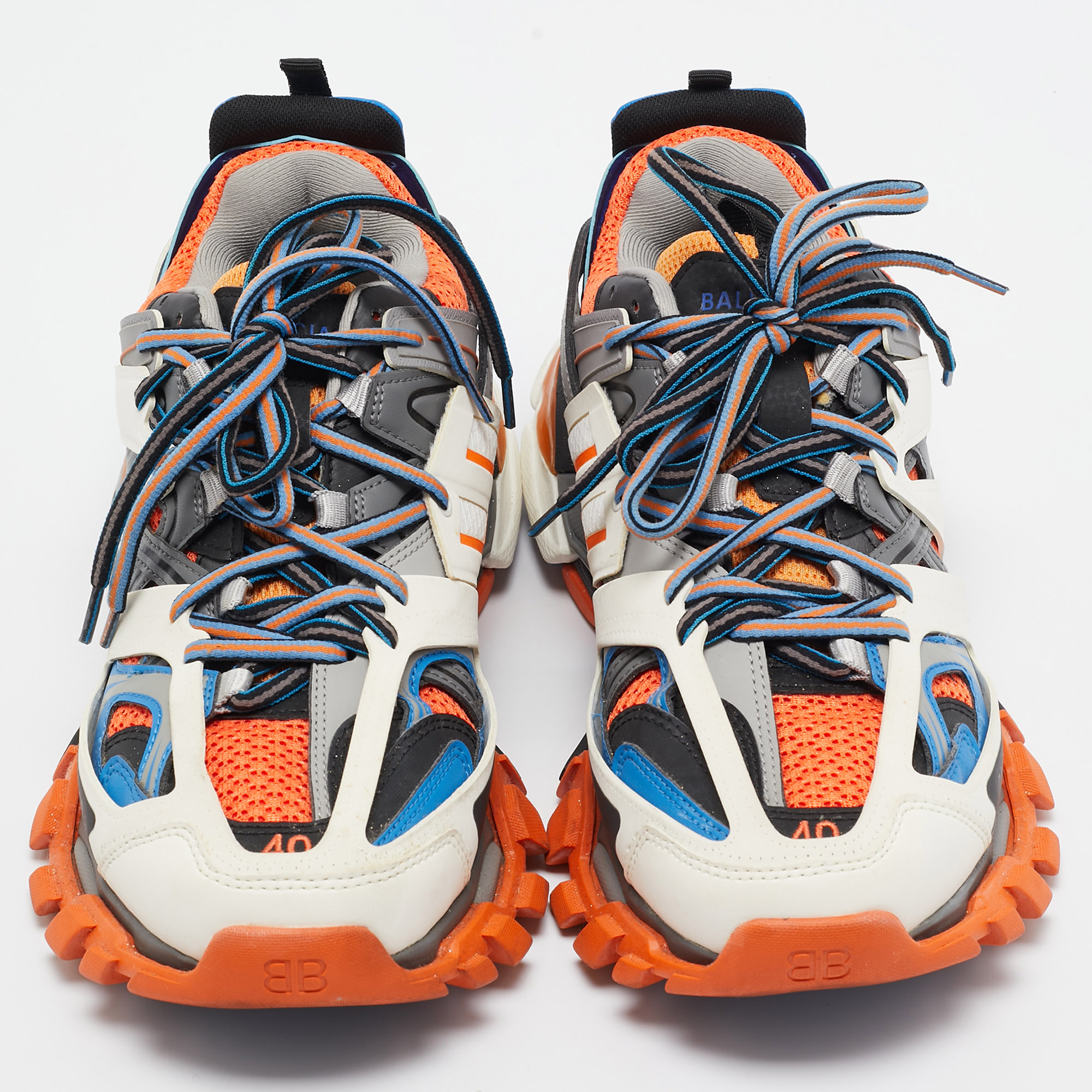 Balenciaga Multicolor Faux Leather and Mesh Track Sneakers Size 40 