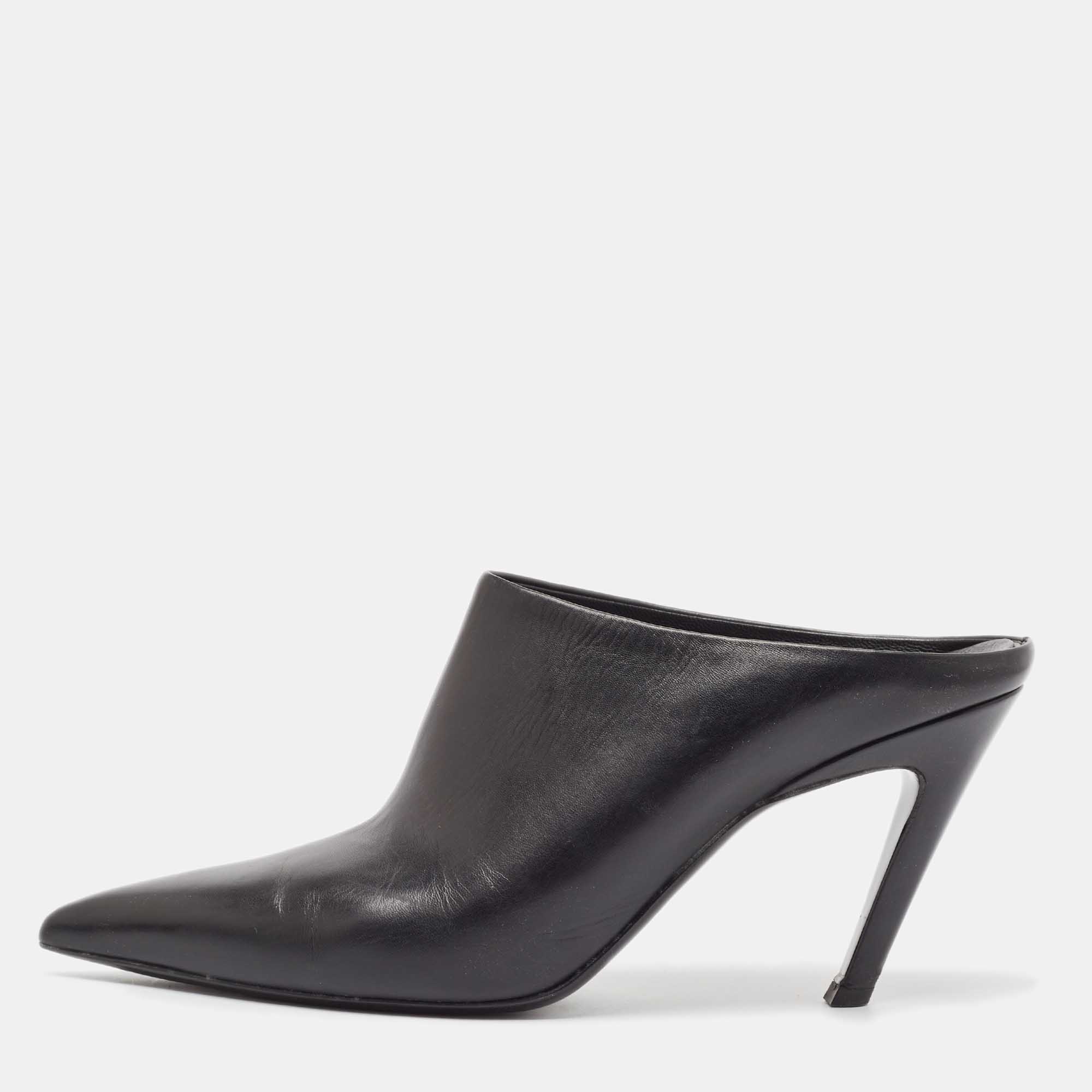 

Balenciaga Black Leather Mule Sandals Size