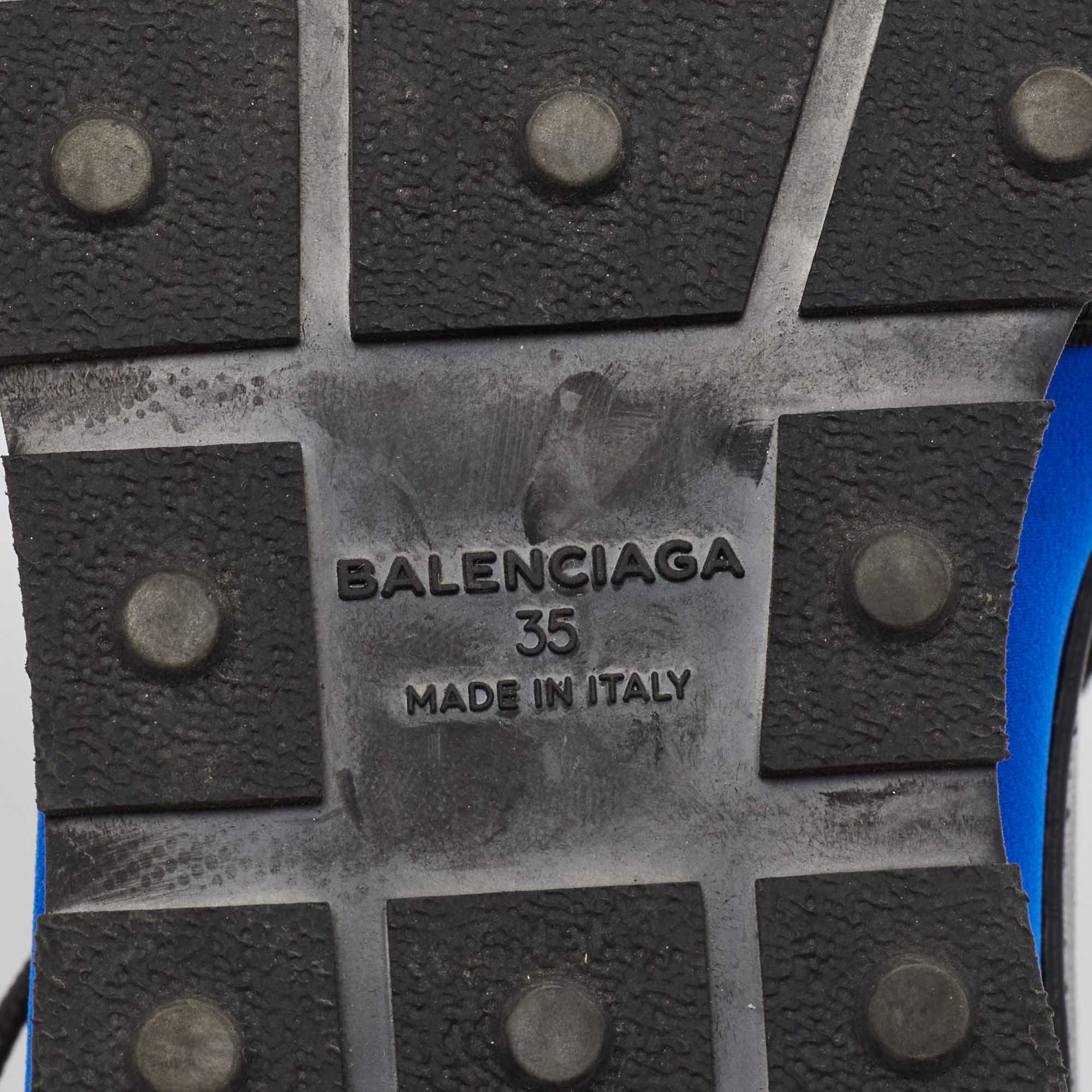 Balenciaga Blue/Black Leather and Mesh Race Runner Sneakers Size 35 