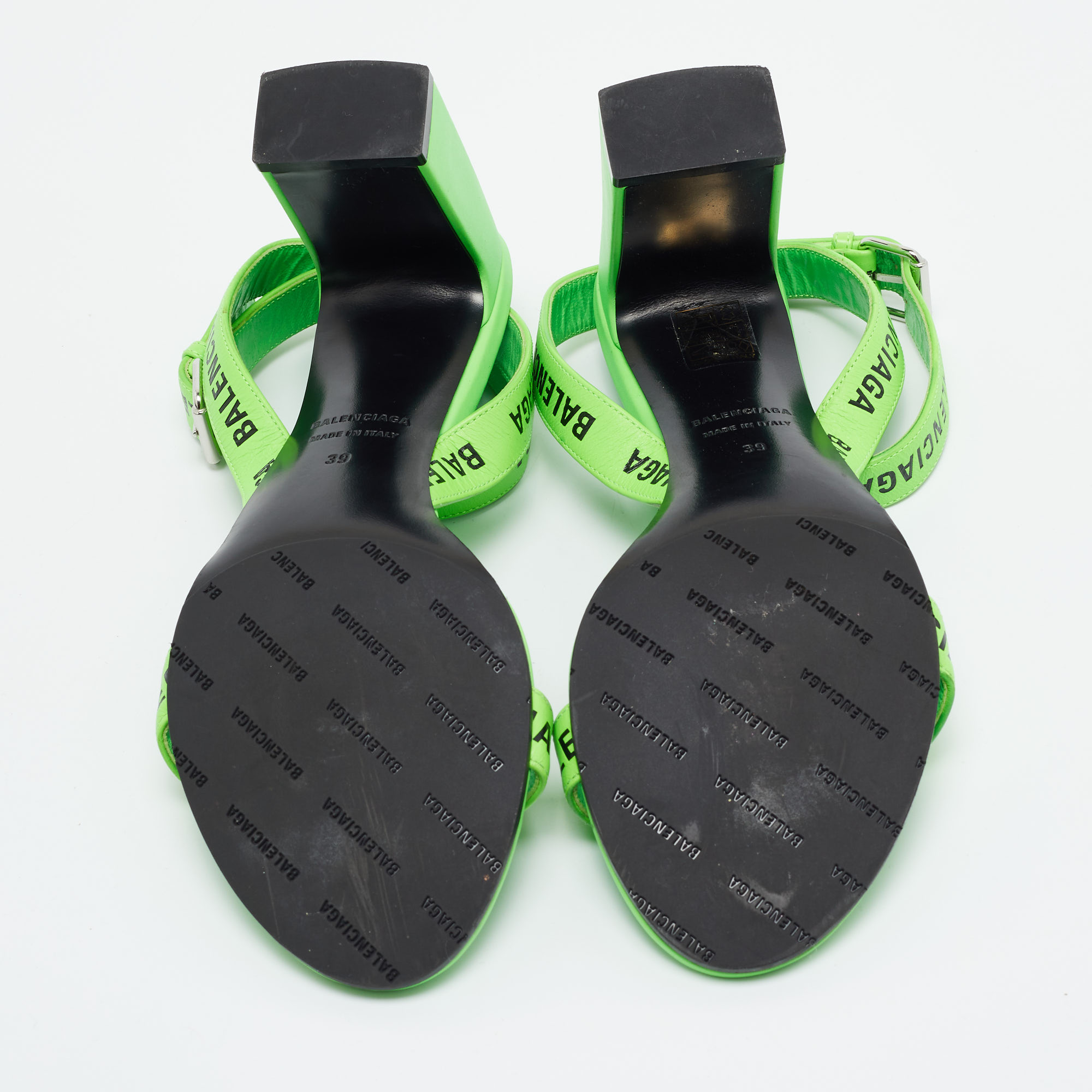 Balenciaga Green Leather Ankle Strap Sandals Size 39 