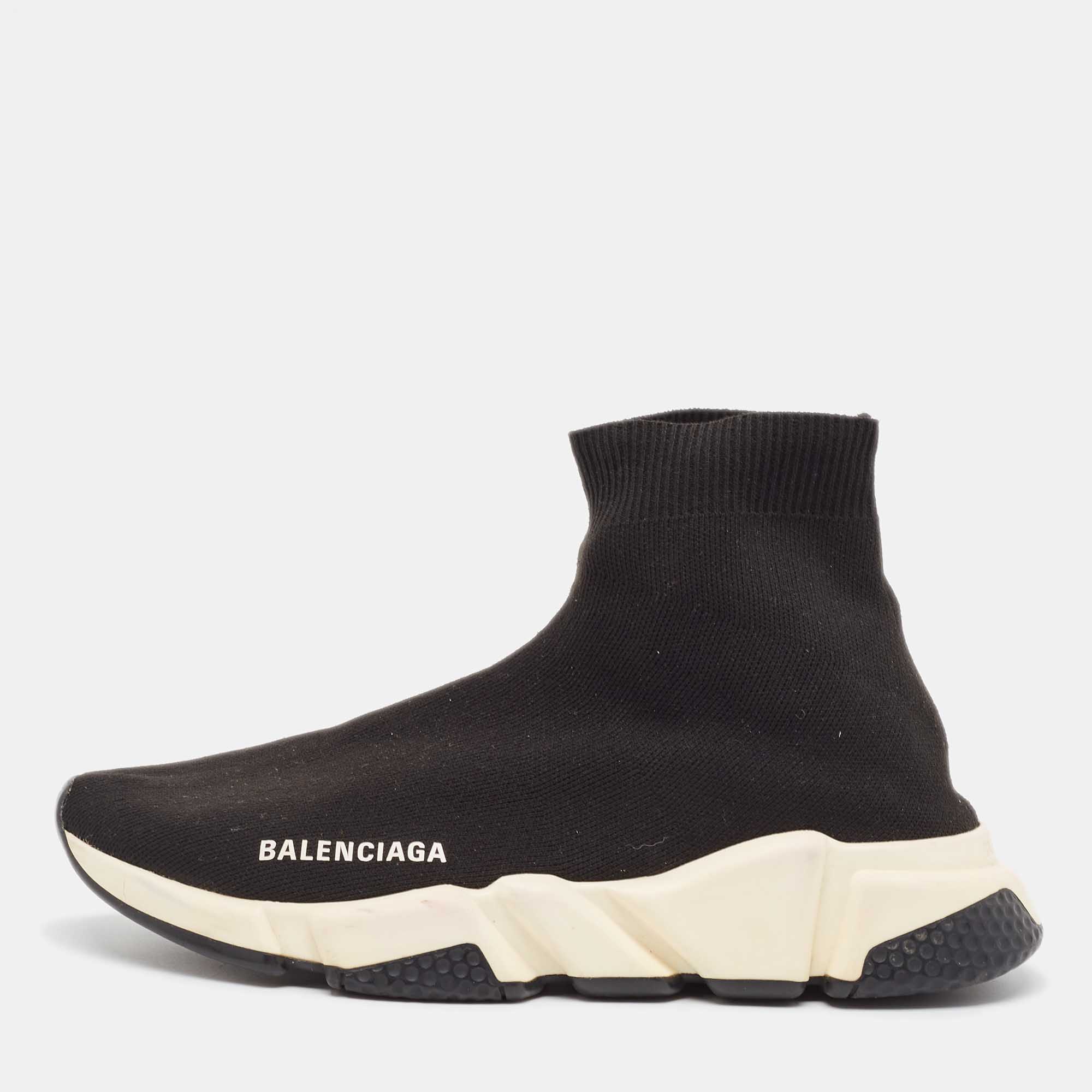 

Balenciaga Black Knit Fabric Speed Trainer High Top Sneakers Size