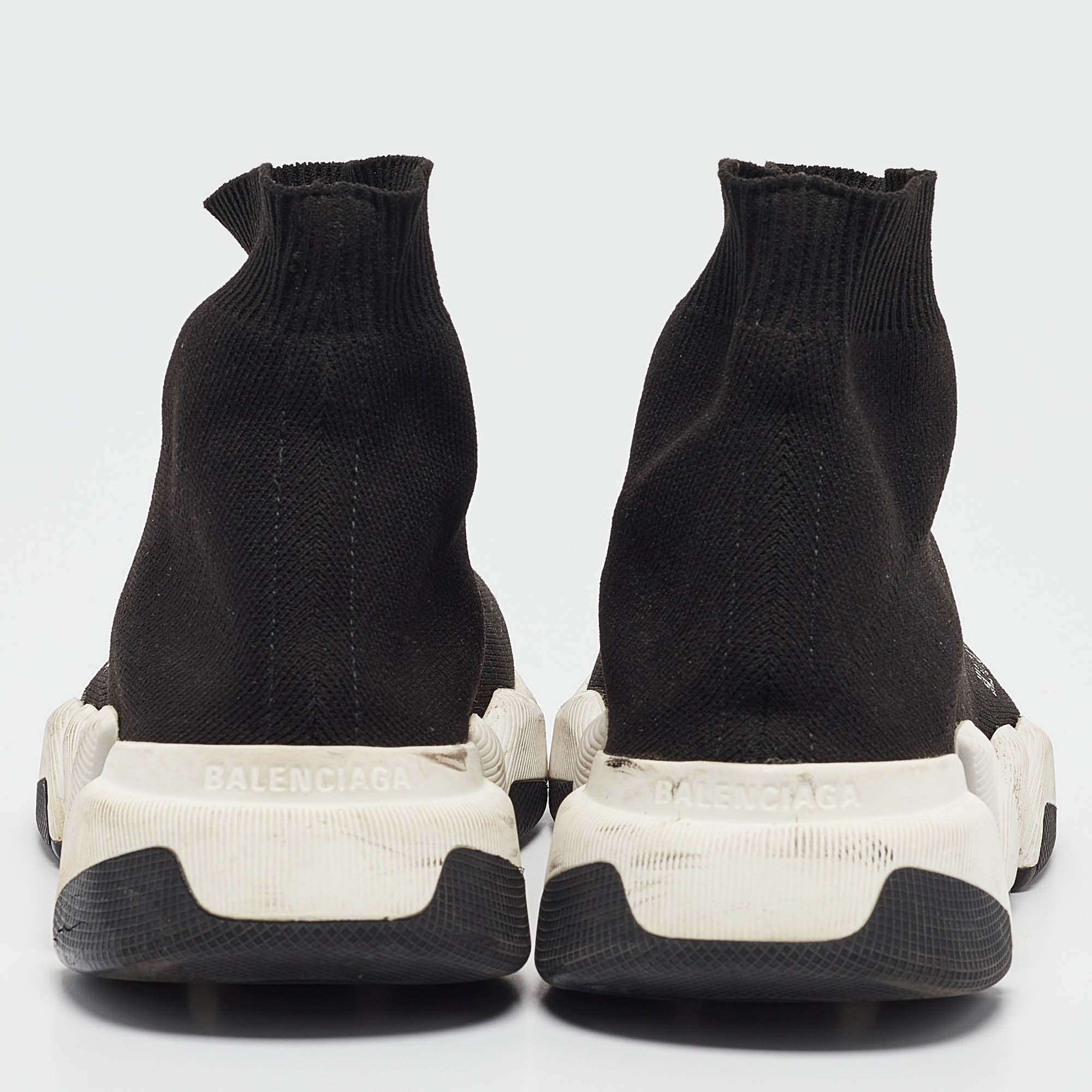 Balenciaga Black Knit Fabric Speed 2.0 High Top Sneakers Size 37 