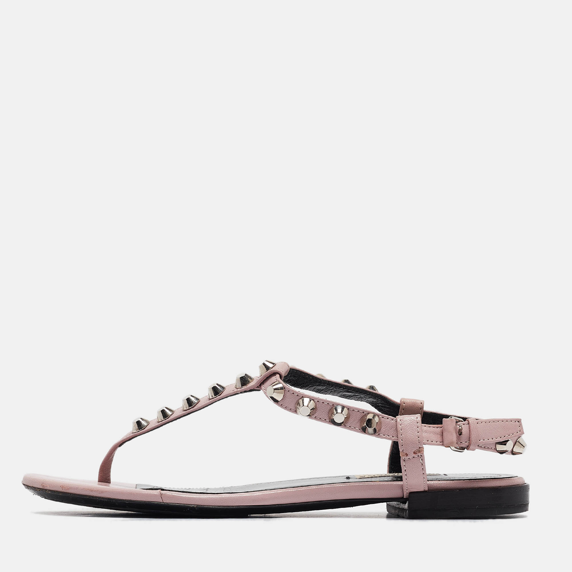 

Balenciaga Beige Leather Arena Flat Sandals Size