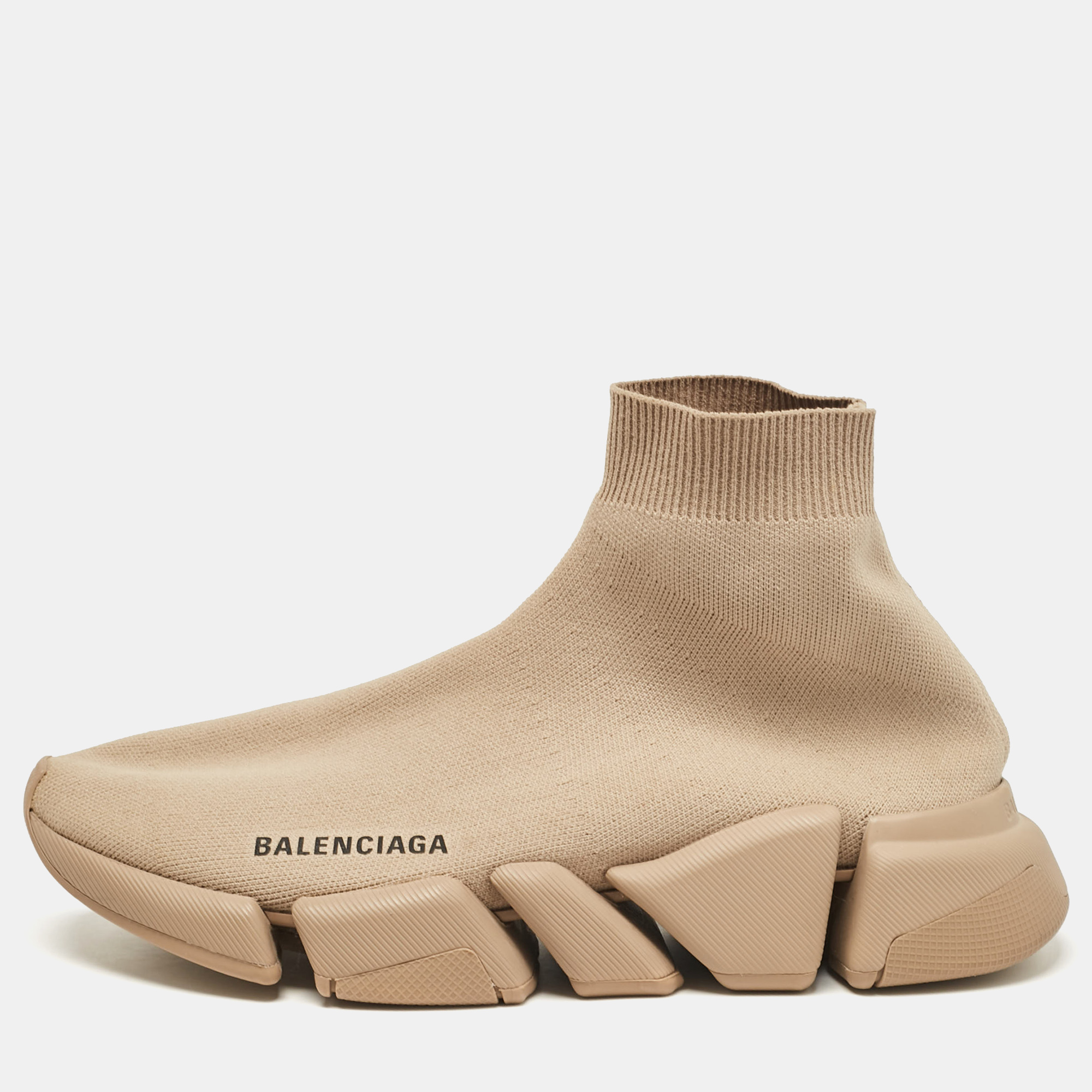 

Balenciaga Beige Knit Fabric Speed Trainer High Top Sneakers Size