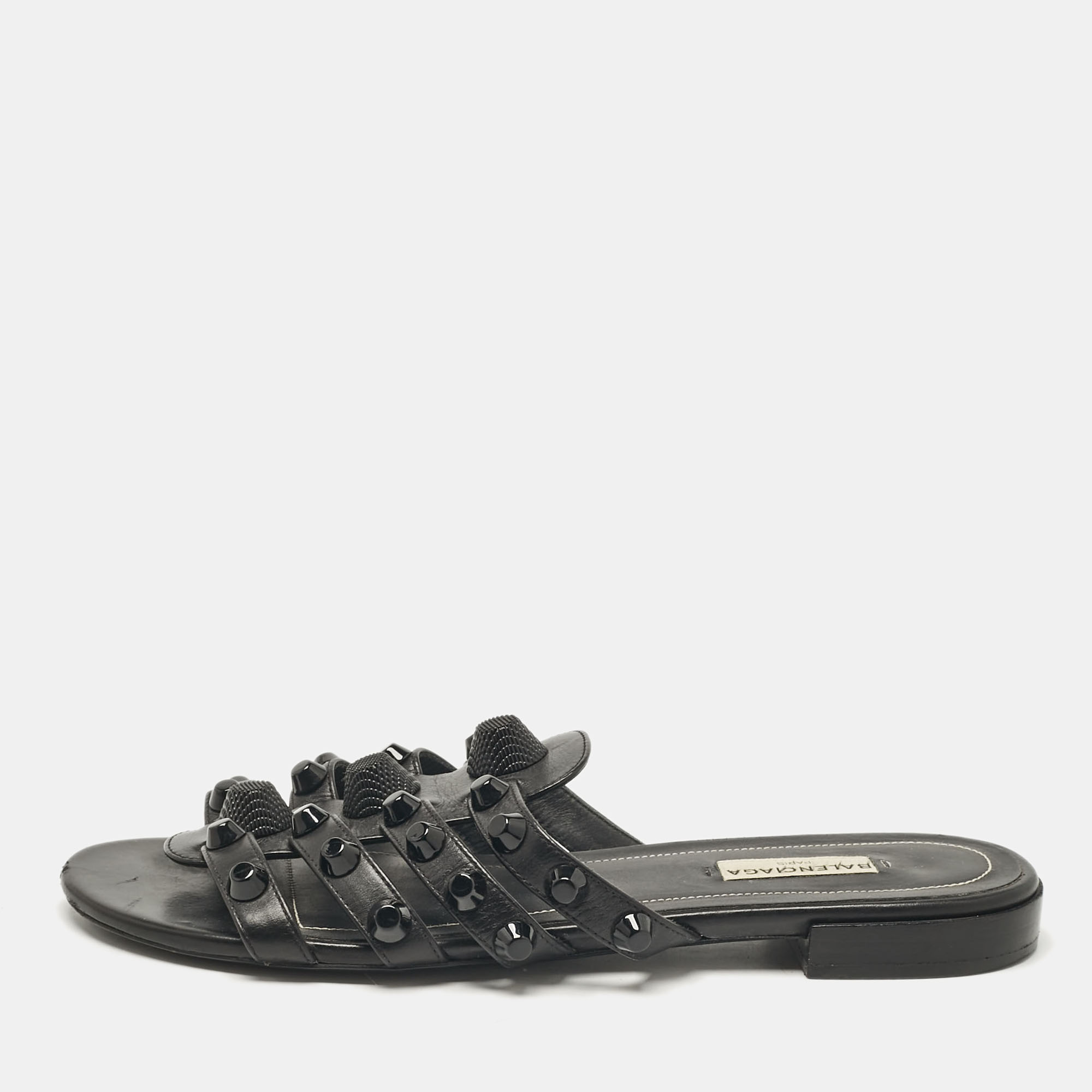 

Balenciaga Black Arena Flat Slides Size