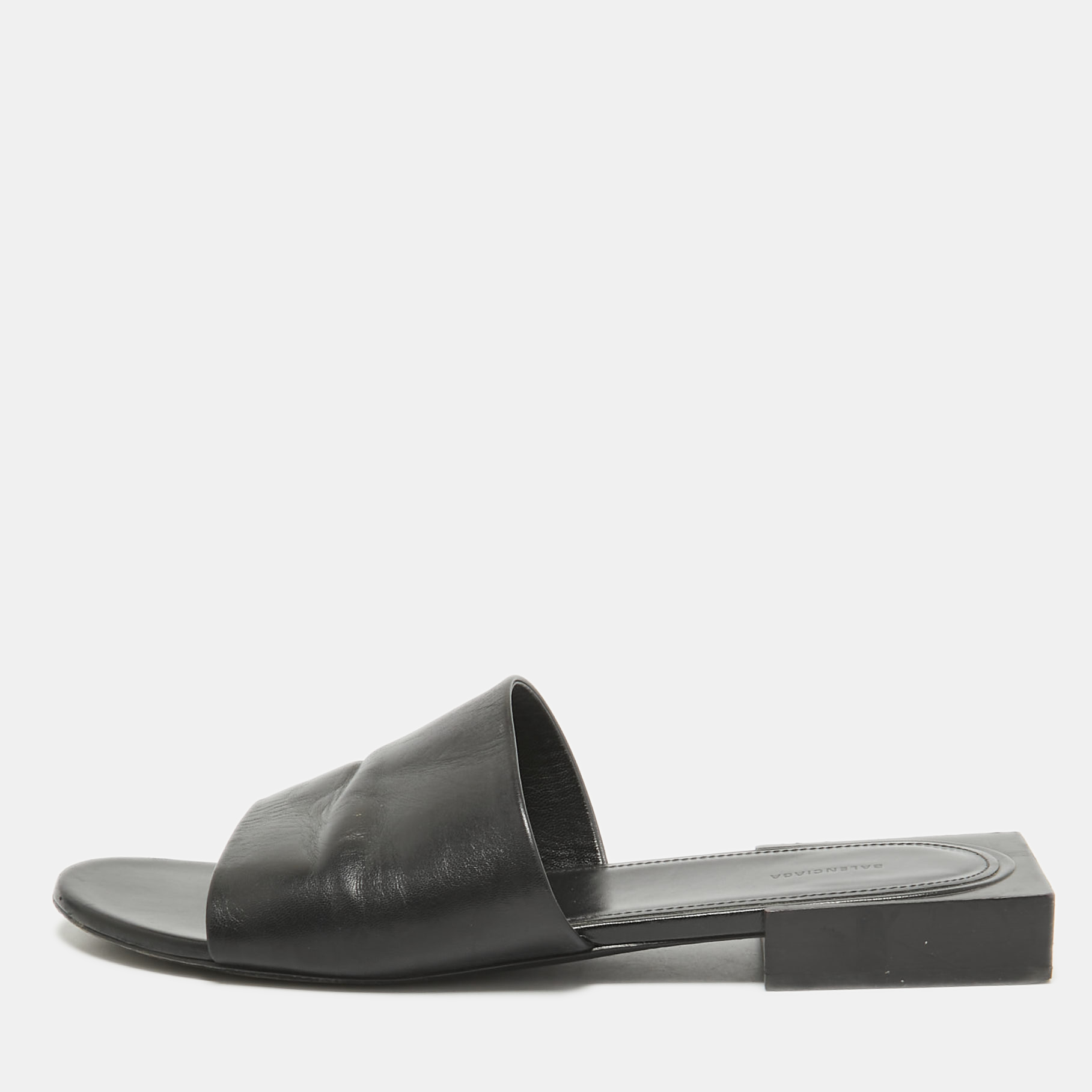 

Balenciaga Black Leather Flat Slides Size