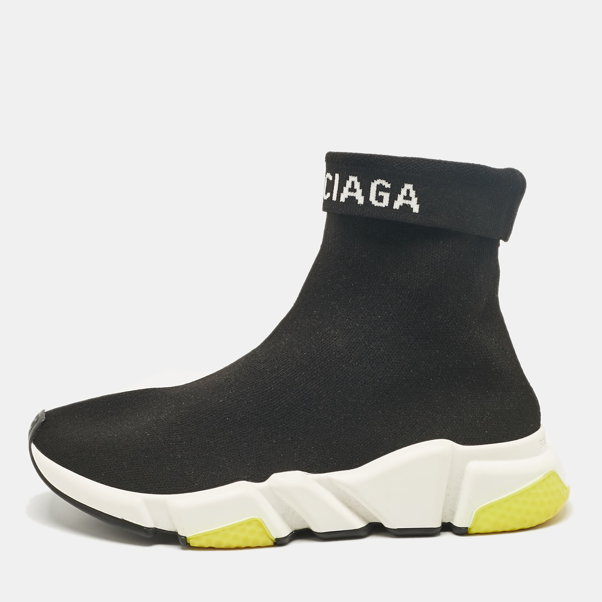 

Balenciaga Black Knit Fabric Speed Trainer High Top Sneakers Size