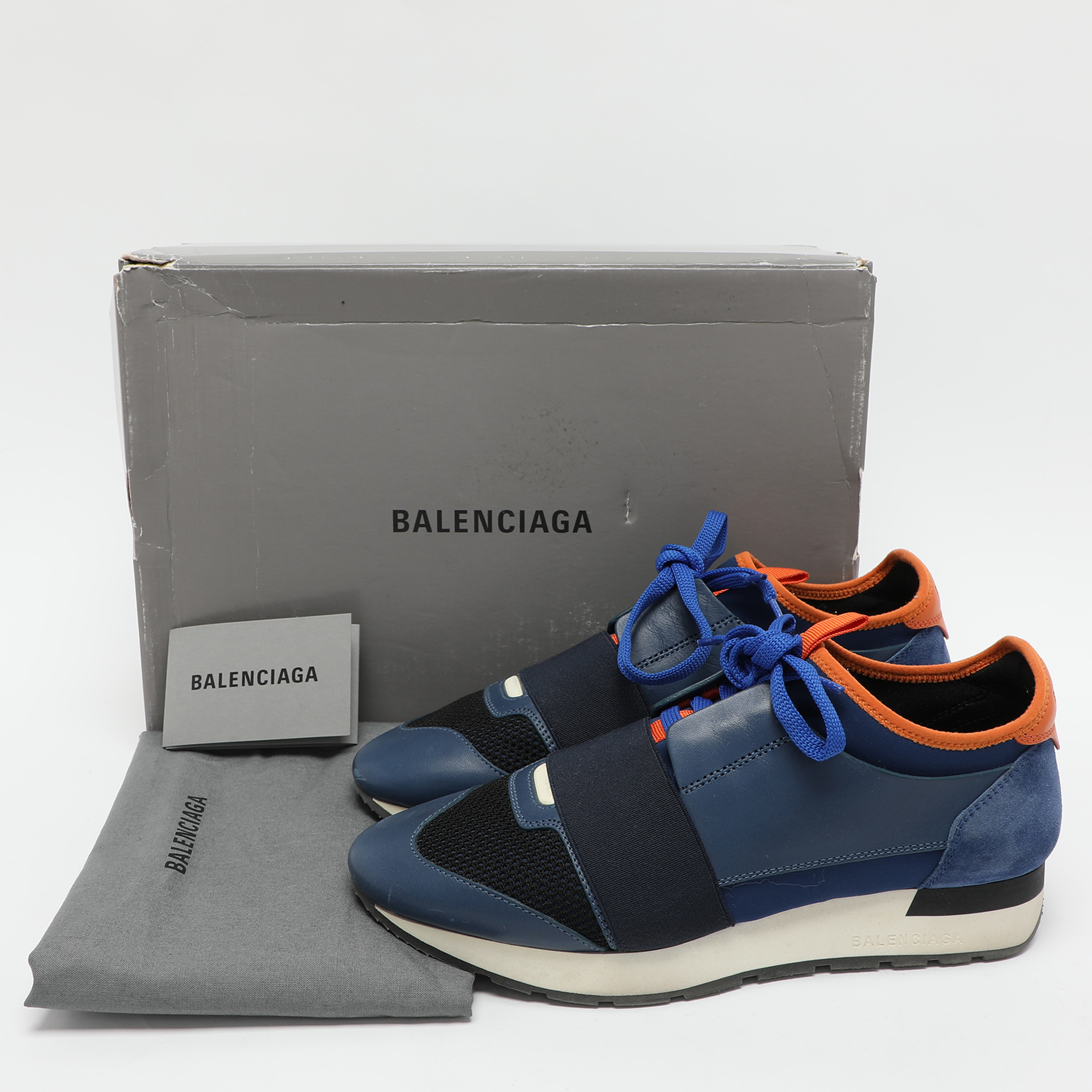 Balenciaga Multicolor Leather and Mesh Race Runner Low Top Sneakers Size 38 