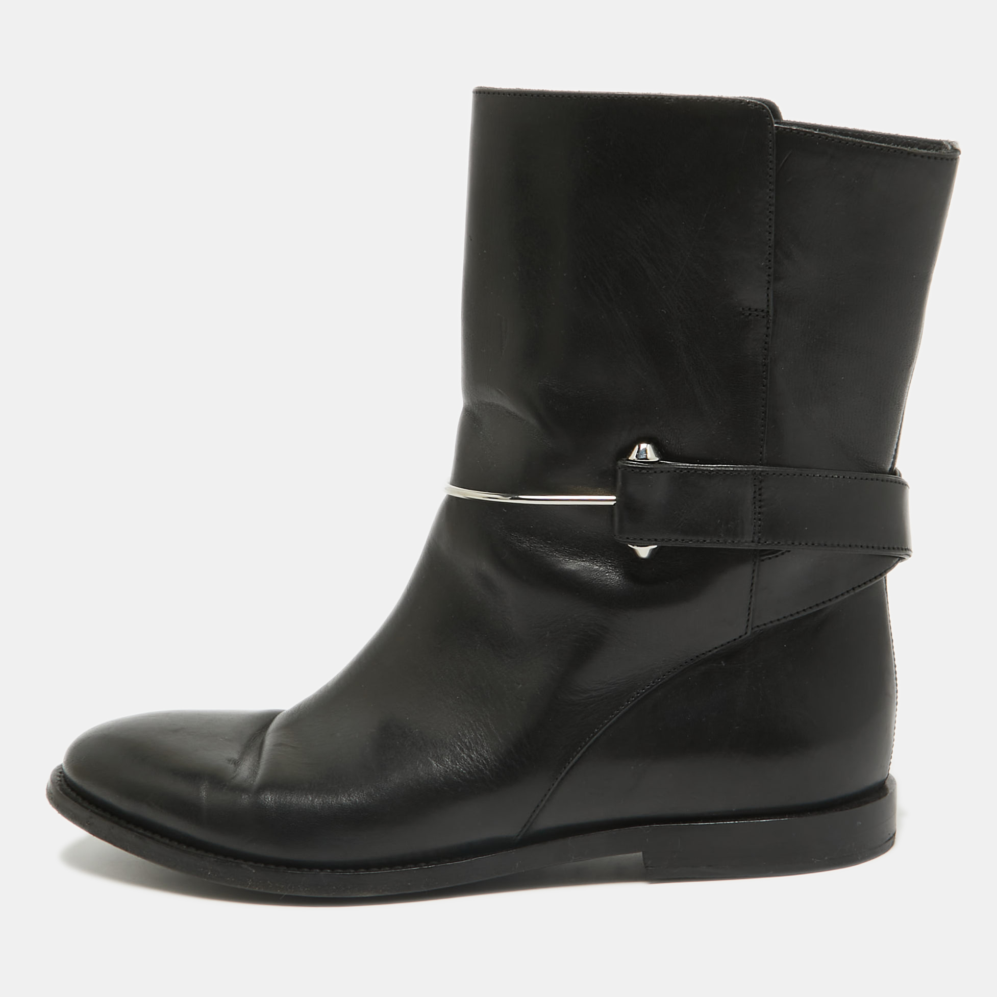 

Balenciaga Black Leather Ankle Length Boots Size