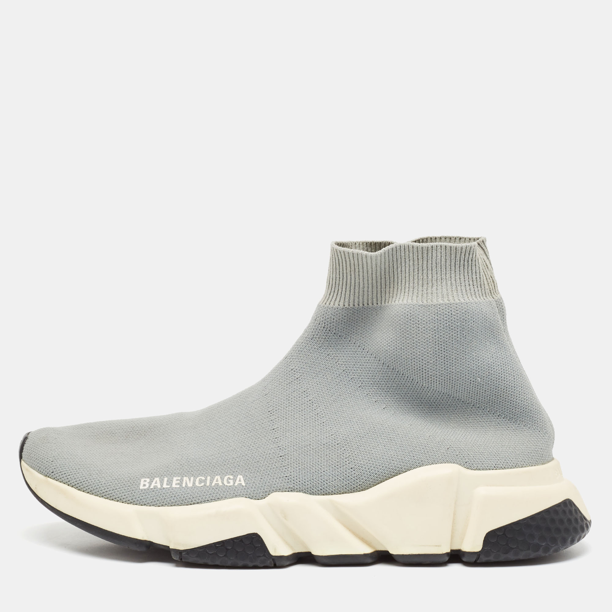 

Balenciaga Grey Knit Fabric Speed Trainer Slip On Sneakers Size