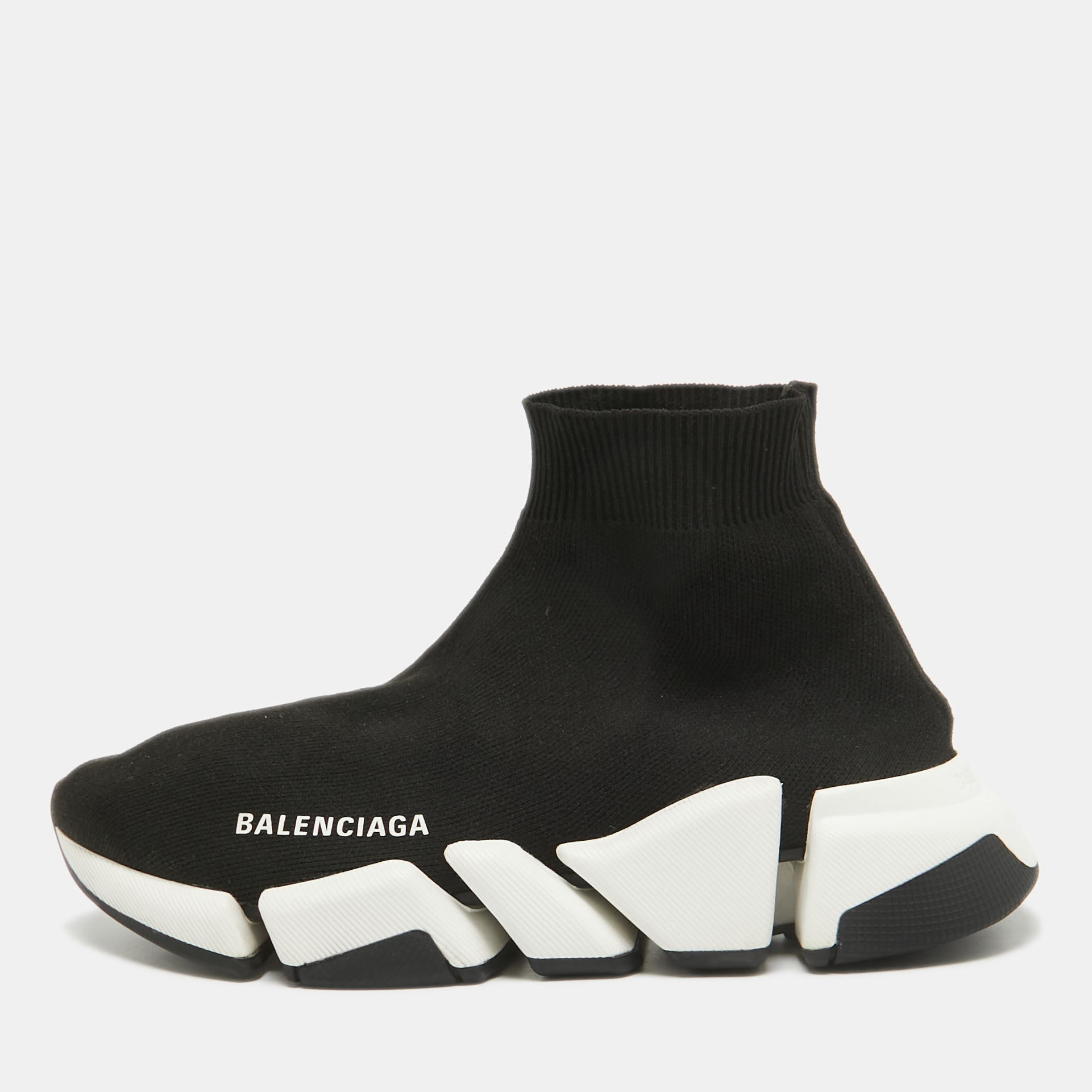 

Balenciaga Black Knit Fabric Speed Trainer Slip On Sneakers Size