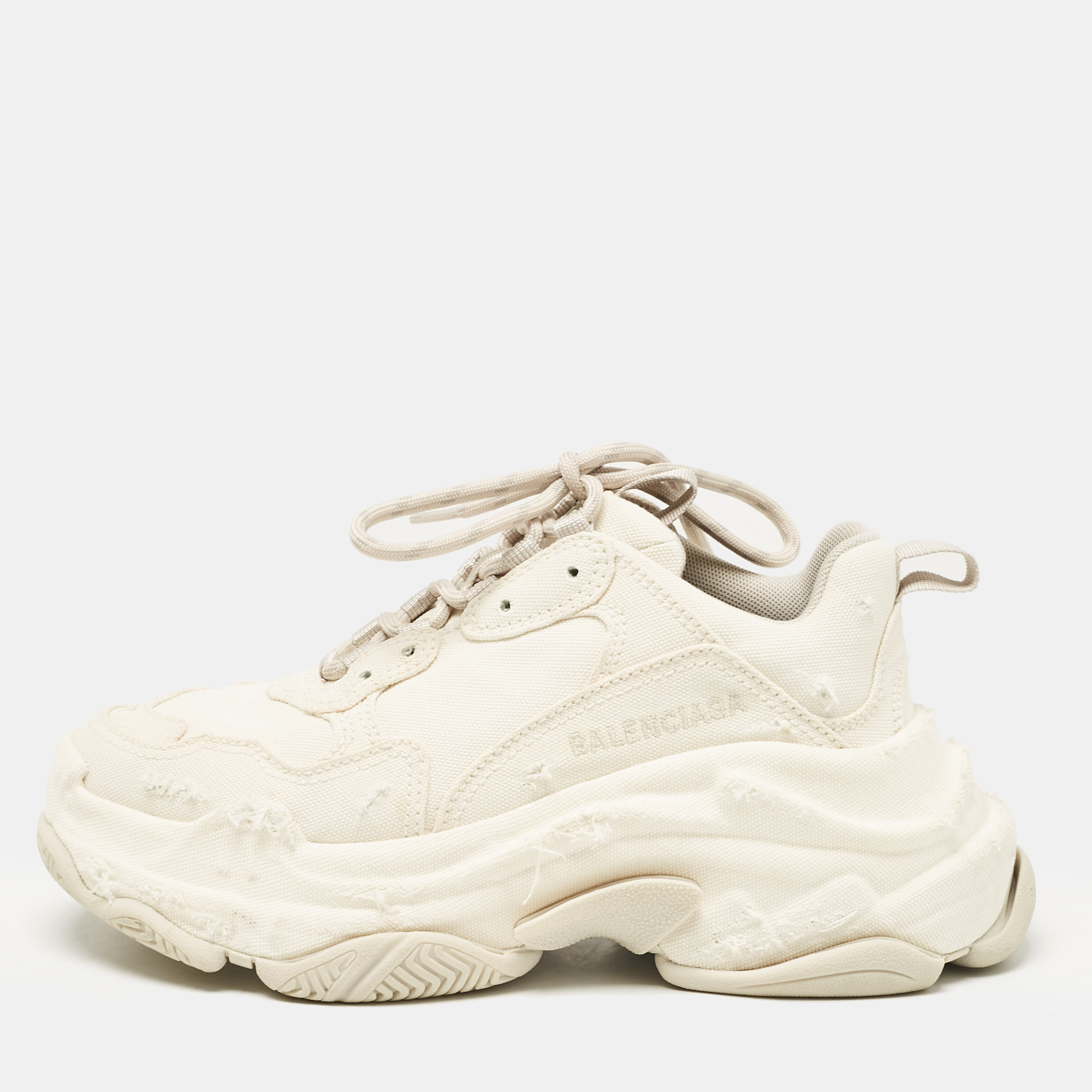 

Balenciaga Cream Canvas Triple S Lace Up Sneakers Size