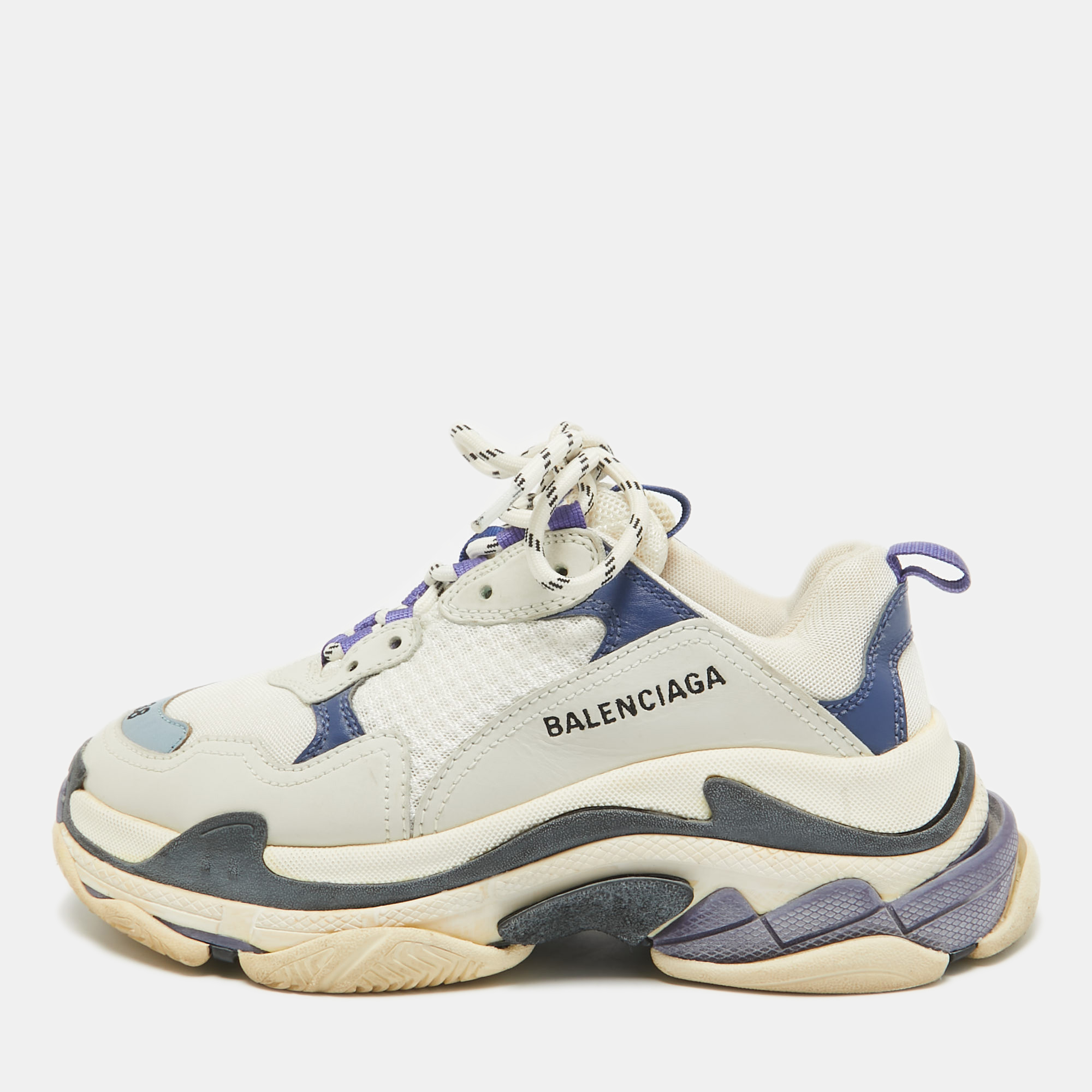 

Balenciaga Multicolor Faux Leather and Mesh Triple S Lace Up Sneakers Size