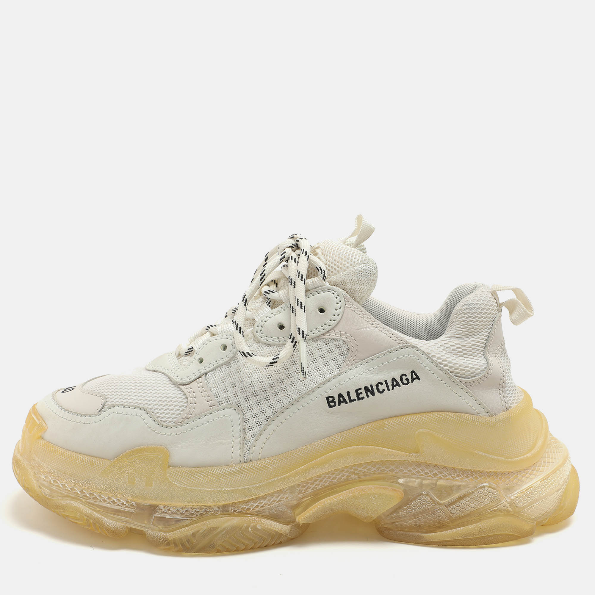 

Balenciaga White Leather and Mesh Triple S Low Top Sneakers Size 40