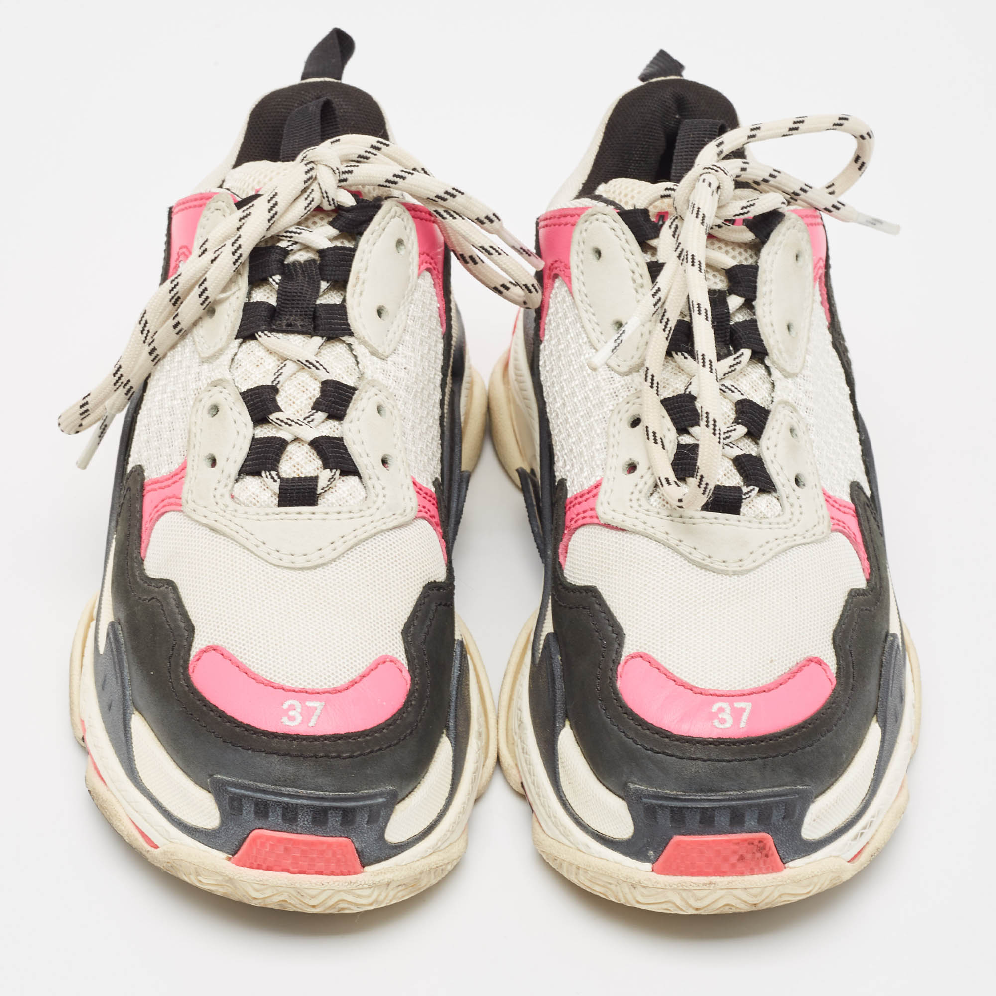 Balenciaga Multicolor Mesh and Nubuck Leather Triple S Sneakers Size 37 