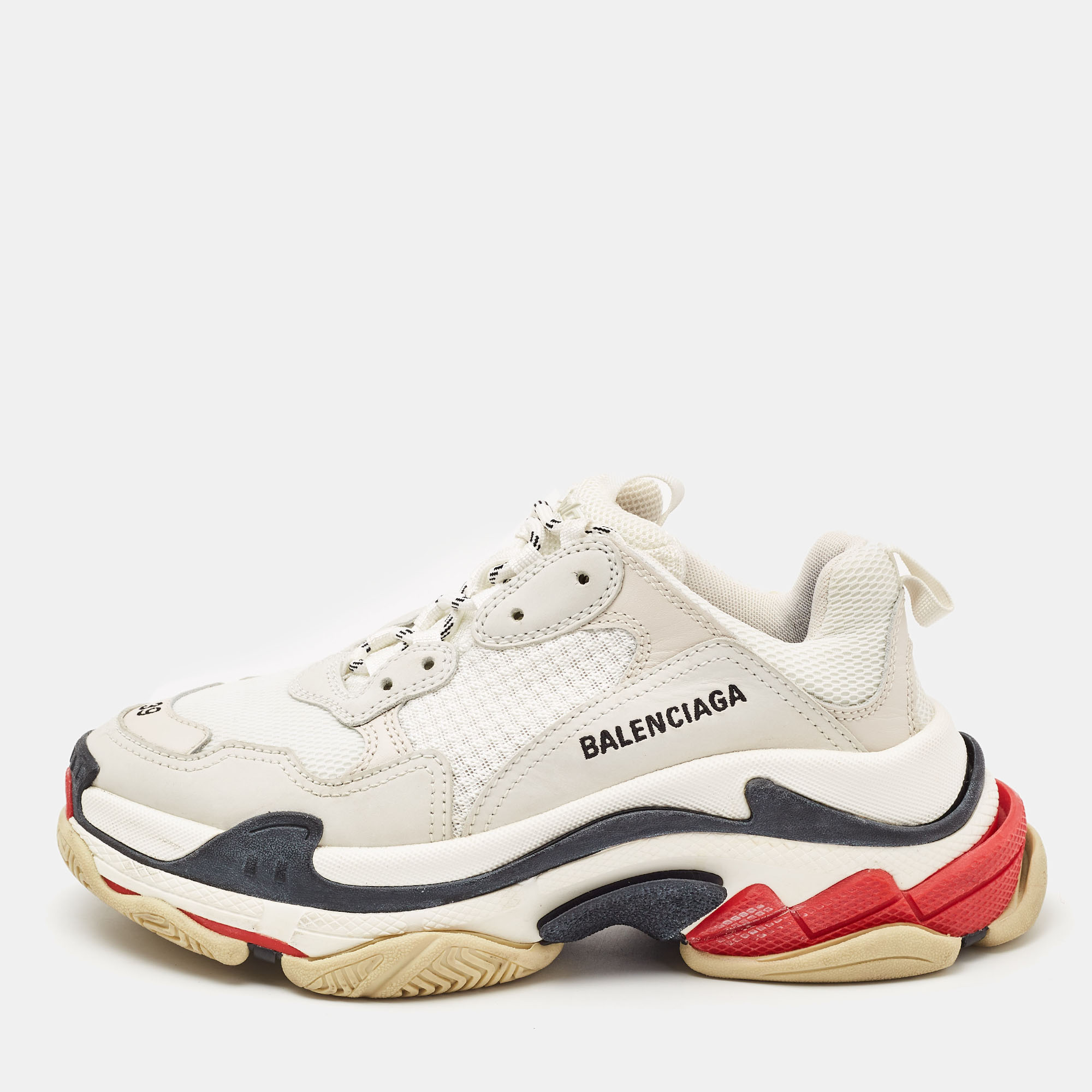 

Balenciaga Multicolor Mesh and Faux Leather Triple S Sneakers Size