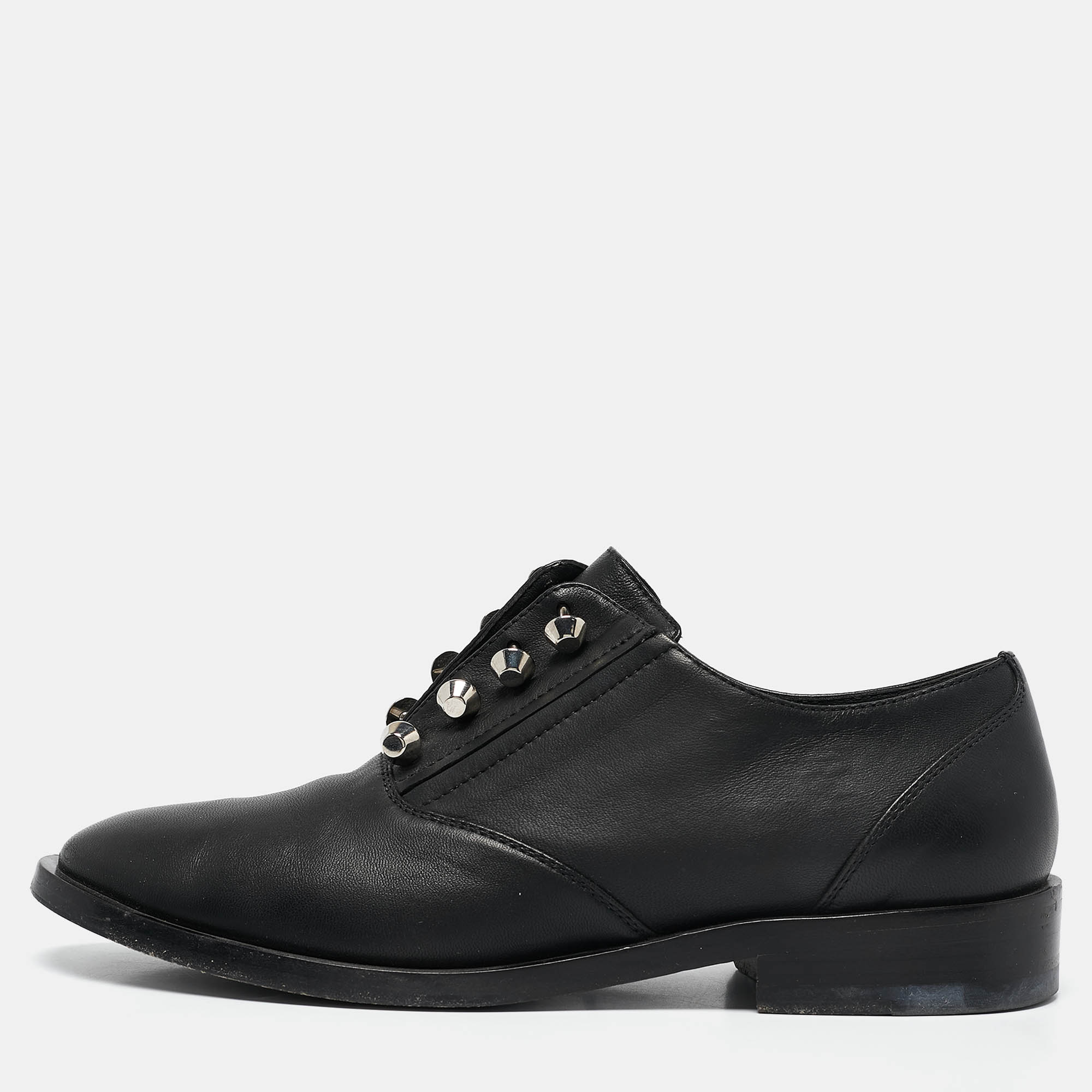 

Balenciaga Black Leather Pierced Oxfords Size