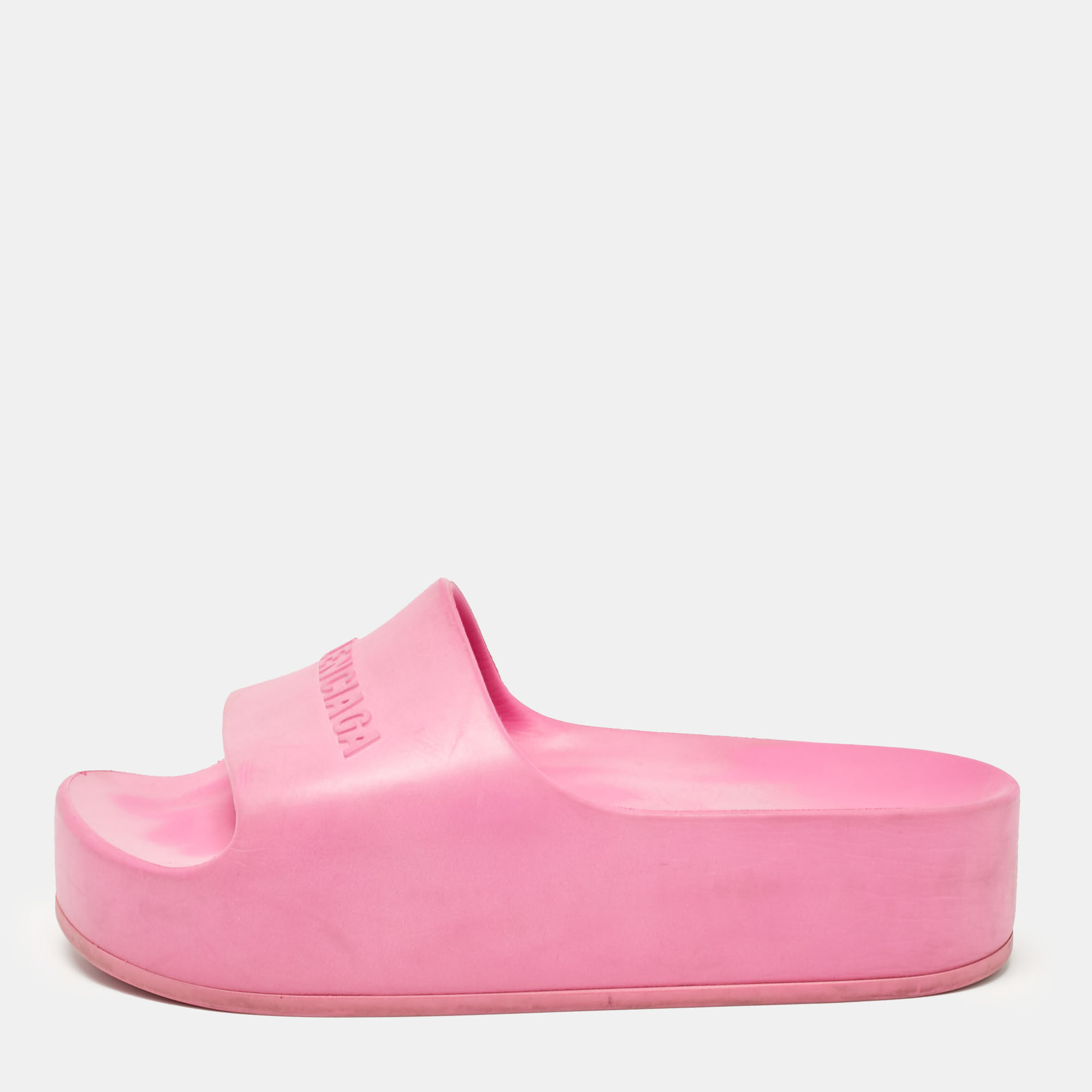 

Balenciaga Pink Rubber Platform Chunky Sandals Size