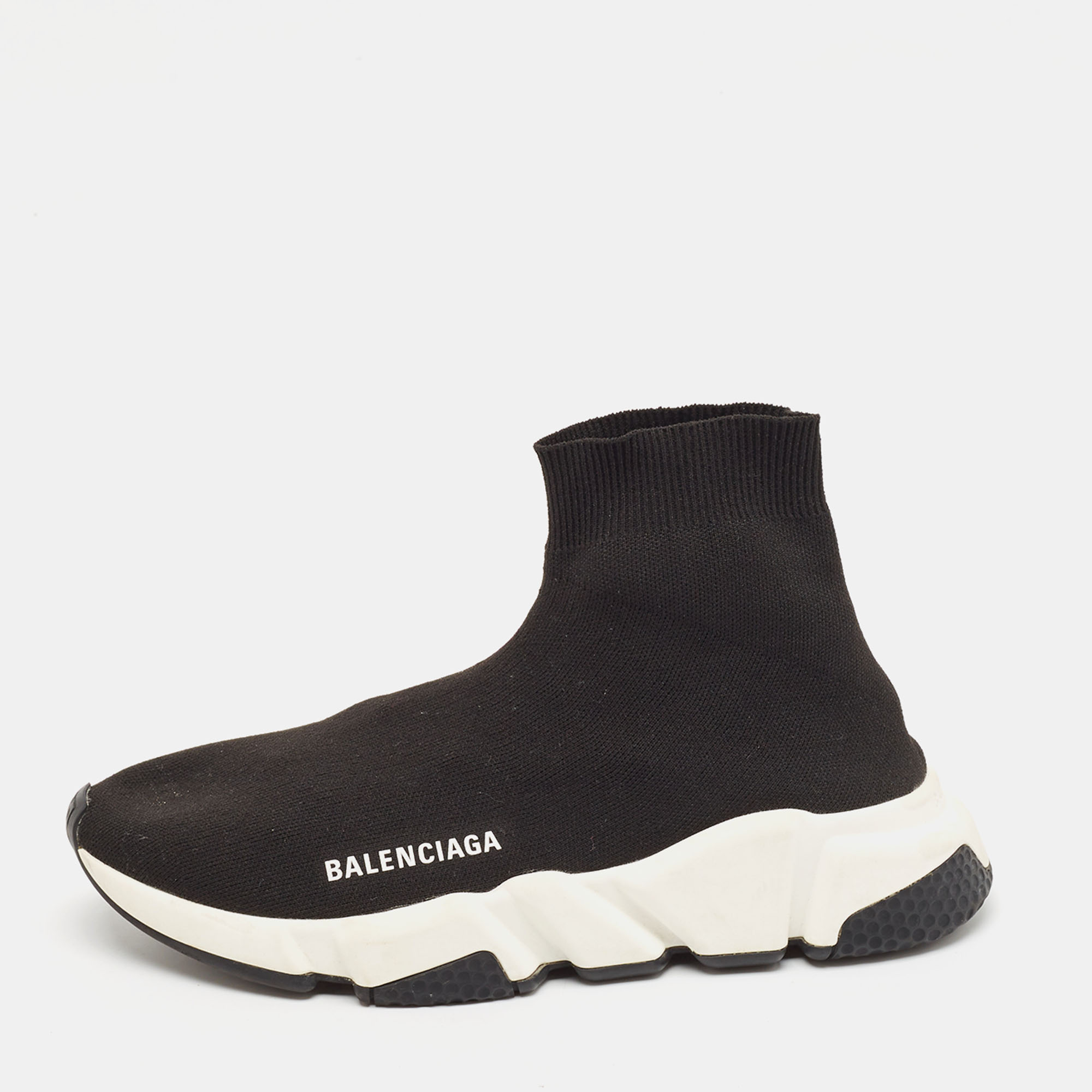 

Balenciaga Black Knit Fabric Speed Trainer High Top Sneakers Size