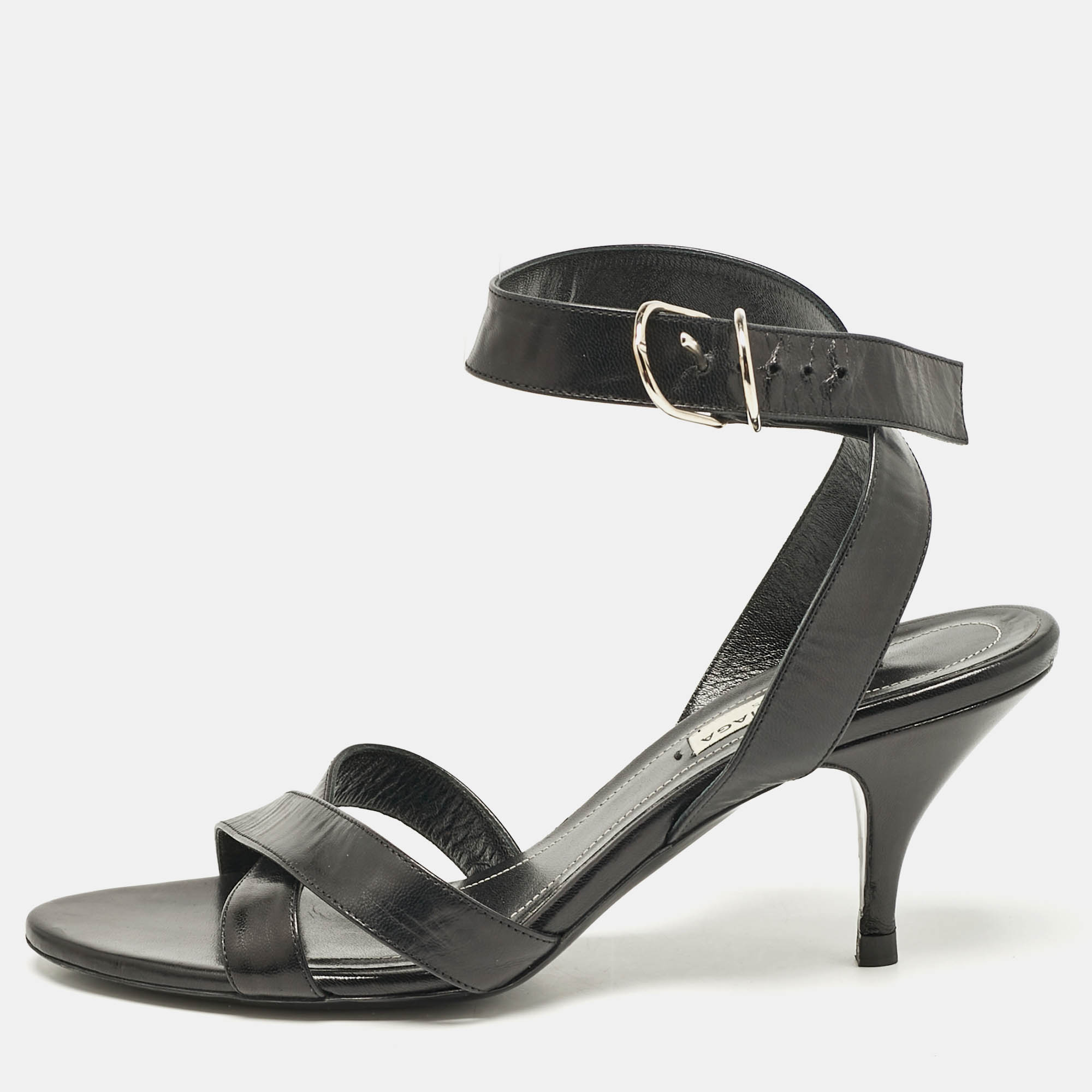 

Balenciaga Black Leather Ankle Strap Sandals Size